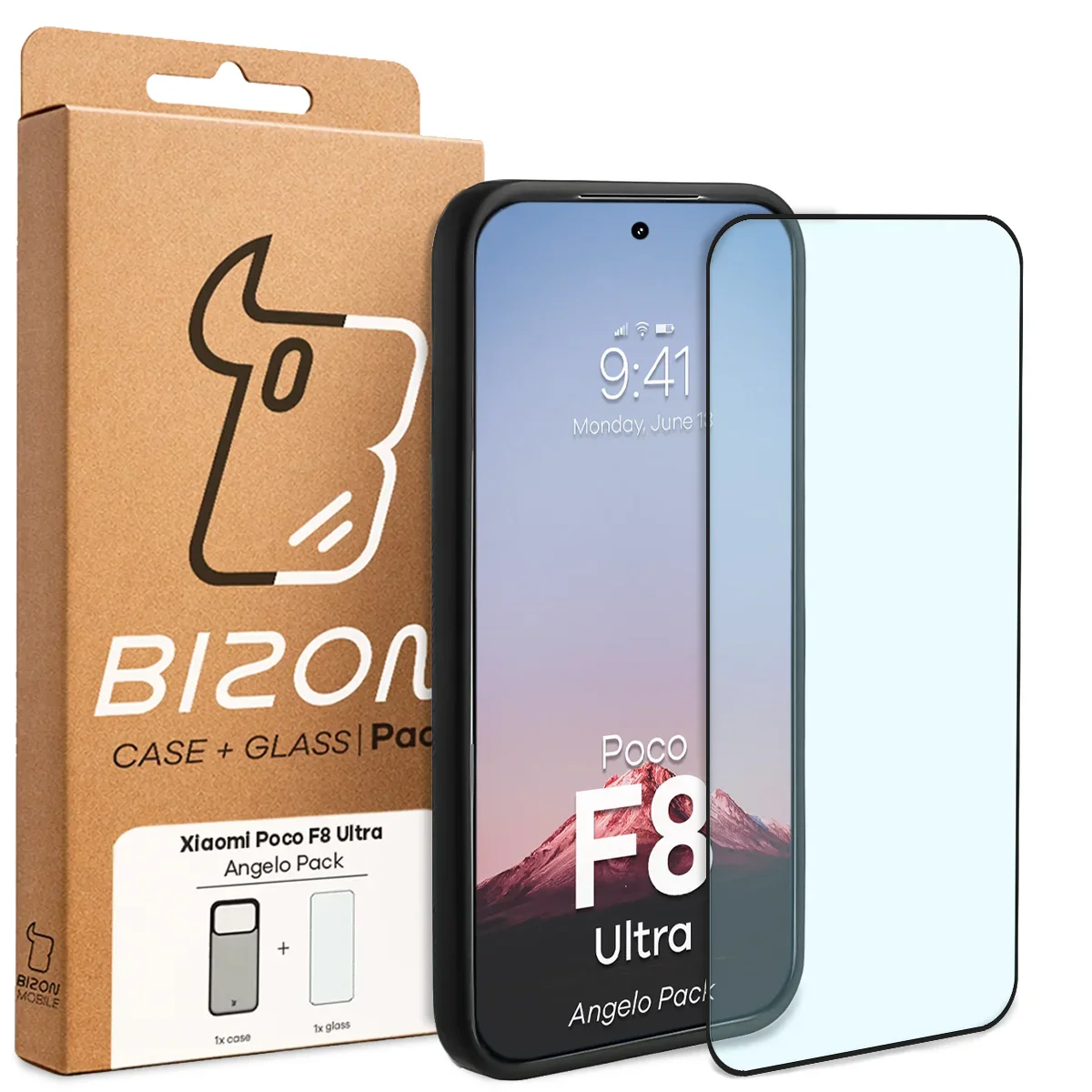 Schutzhülle + gehärtetem Glas Bizon Angelo Pack für Xiaomi POCO F8 Ultra, Getönte mit schwarzem Rahmen - Image 8