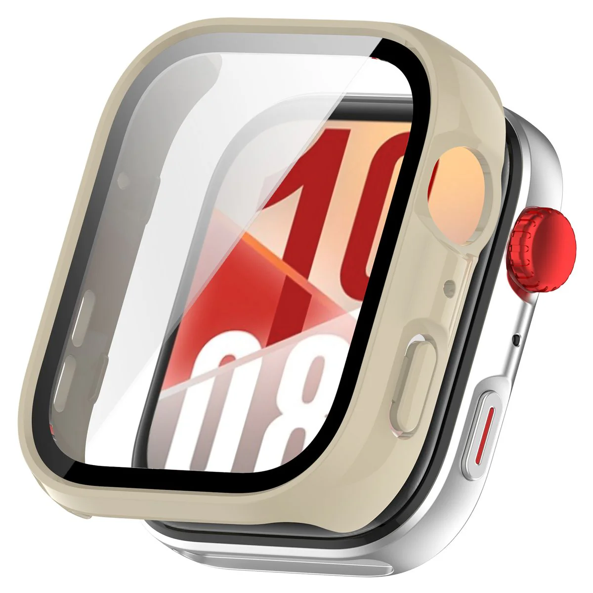 Schutzhülle mit Glas für Huawei Watch Fit 4, Bizon Case Watch Adamo, Beige - Image 4
