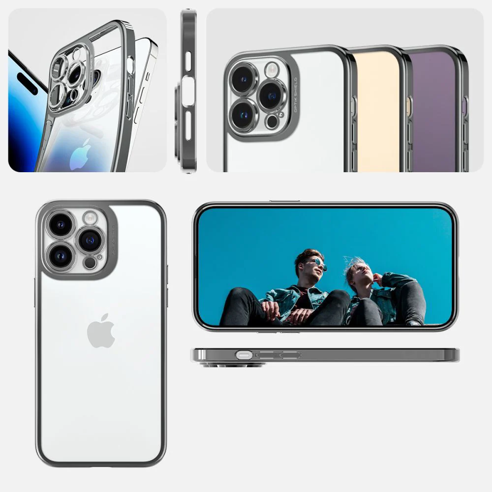 Schutzhülle Spigen Optik Crystal für iPhone 14 Pro, Transparent-Grau - Image 13