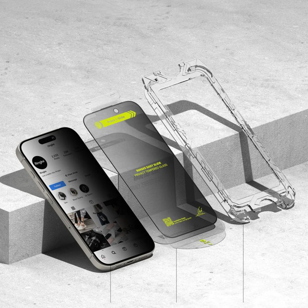 Sichtschutzglas mit Applikator für iPhone 16 / iPhone 15, Ringke Easy Slide, 2 Stück - Image 10