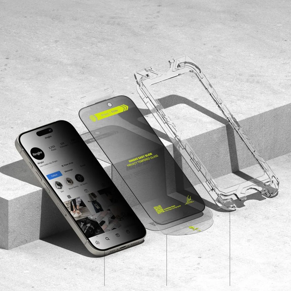 Sichtschutzglas mit Applikator für iPhone 16 / iPhone 15, Ringke Easy Slide, 2 Stück - Image 4