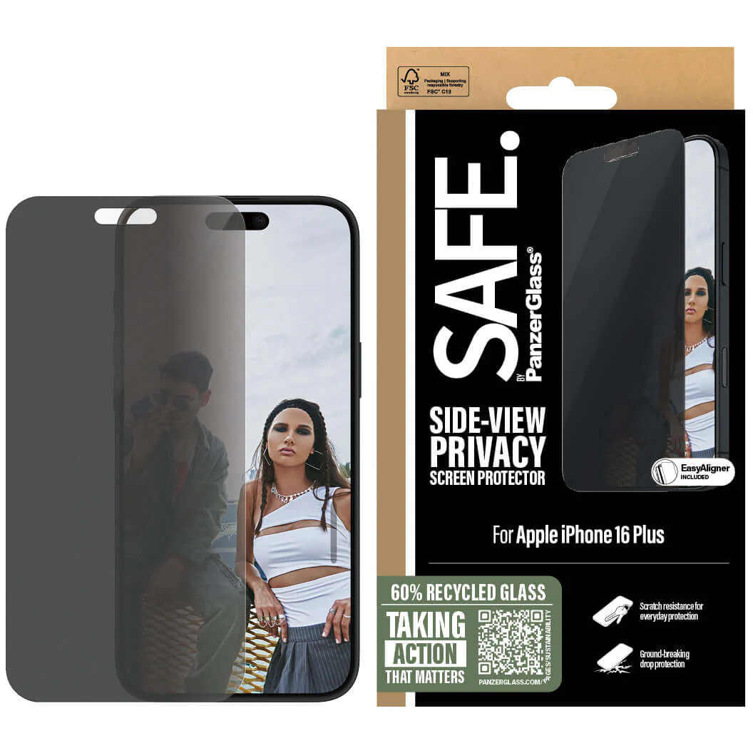 Sichtschutzglas mit Applikator für iPhone 16 Plus / 15 Plus, Safe by PanzerGlass Ultra-Wide Fit Privacy + EasyAligner - Image 4