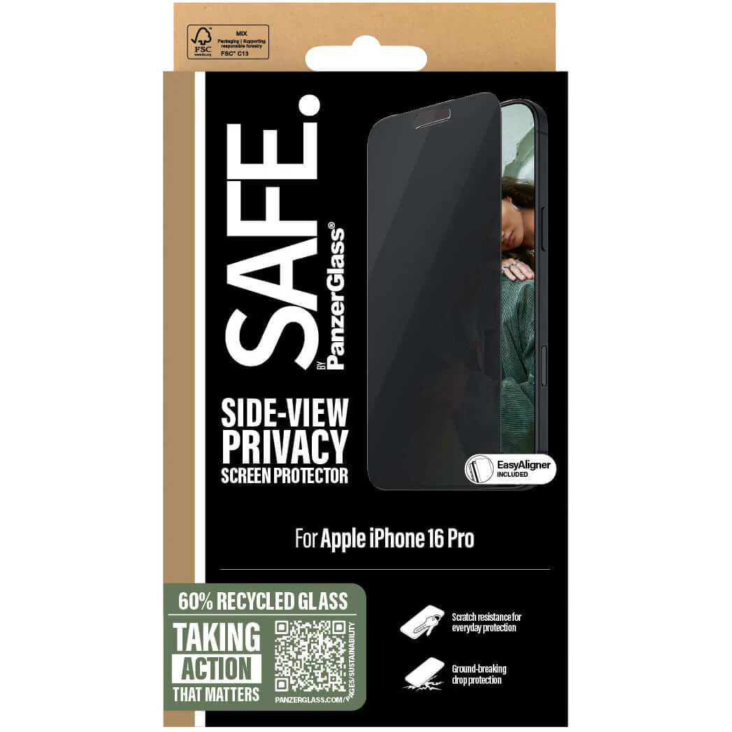 Sichtschutzglas mit Applikator für iPhone 16 Pro, Safe by PanzerGlass Ultra-Wide Fit Privacy + EasyAligner - Image 5