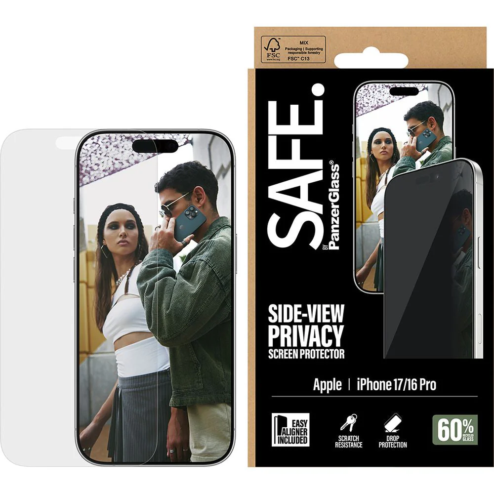 Sichtschutzglas mit Applikator für iPhone 17 / 16 Pro, SAFE by PanzerGlass Ultra-Wide Fit Privacy mit EasyAligner - Image 5