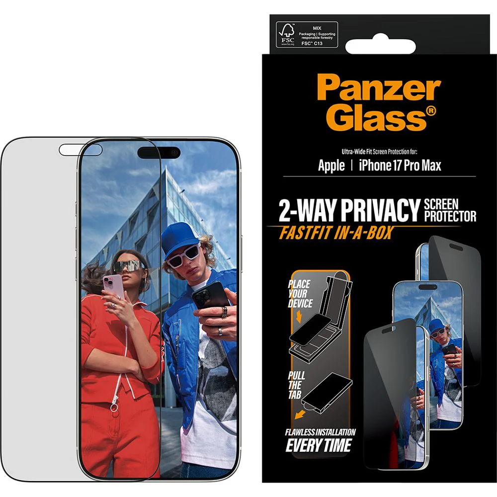 Sichtschutzglas mit Applikator für iPhone 17 Pro Max, PanzerGlass 2-way Privacy Ultra-Wide Fit Fastfit - Image 5