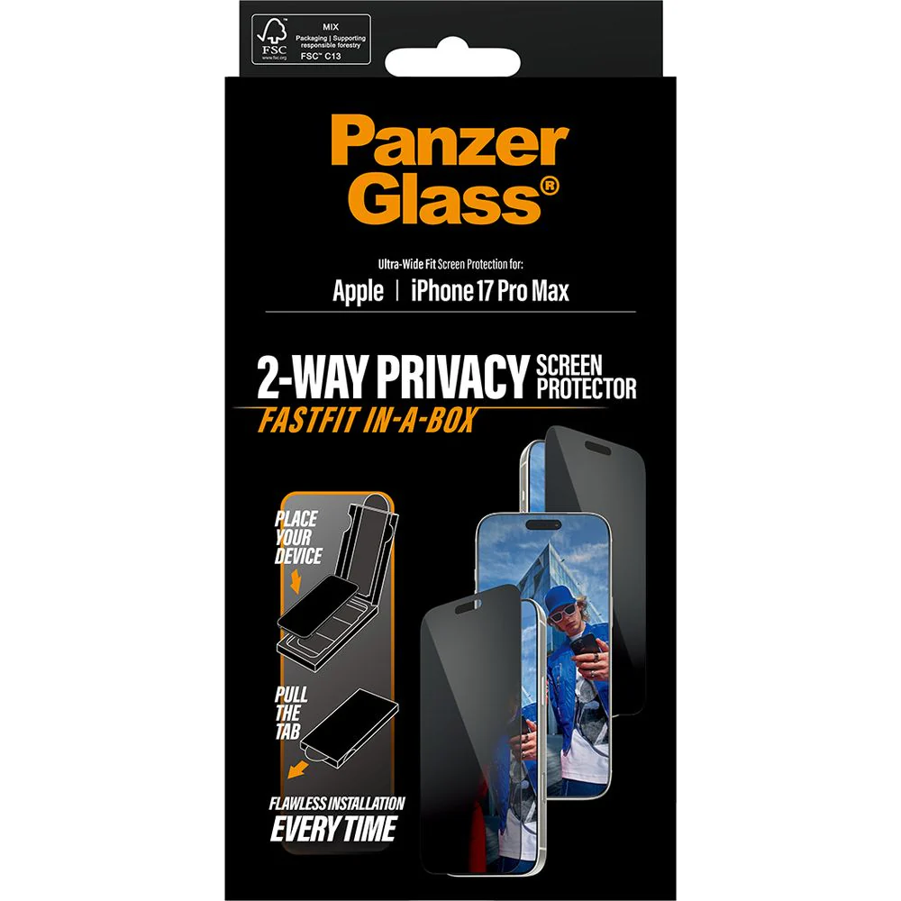Sichtschutzglas mit Applikator für iPhone 17 Pro Max, PanzerGlass 2-way Privacy Ultra-Wide Fit Fastfit - Image 6