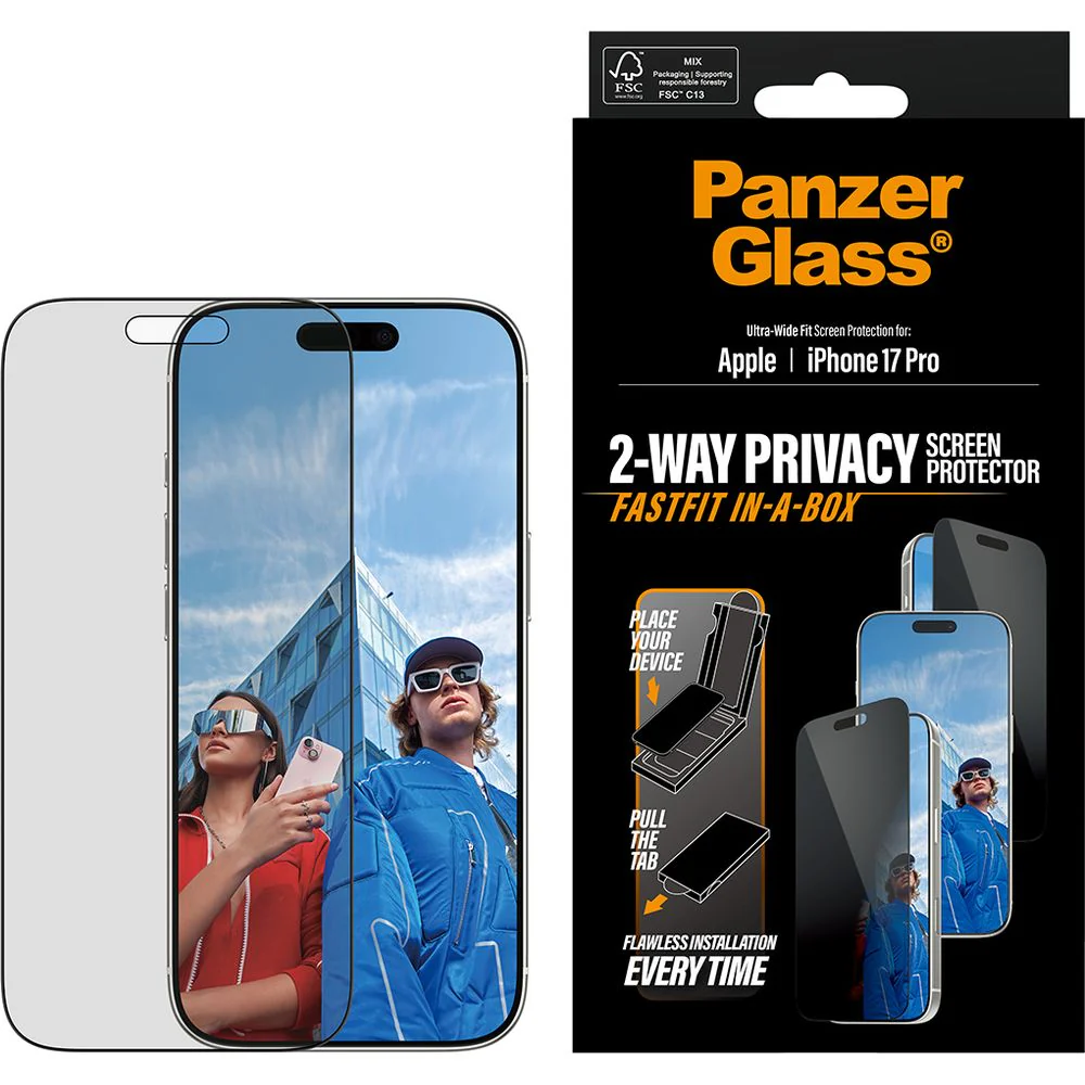 Sichtschutzglas mit Applikator für iPhone 17 Pro, PanzerGlass 2-way Privacy Ultra-Wide Fit Fastfit - Image 5