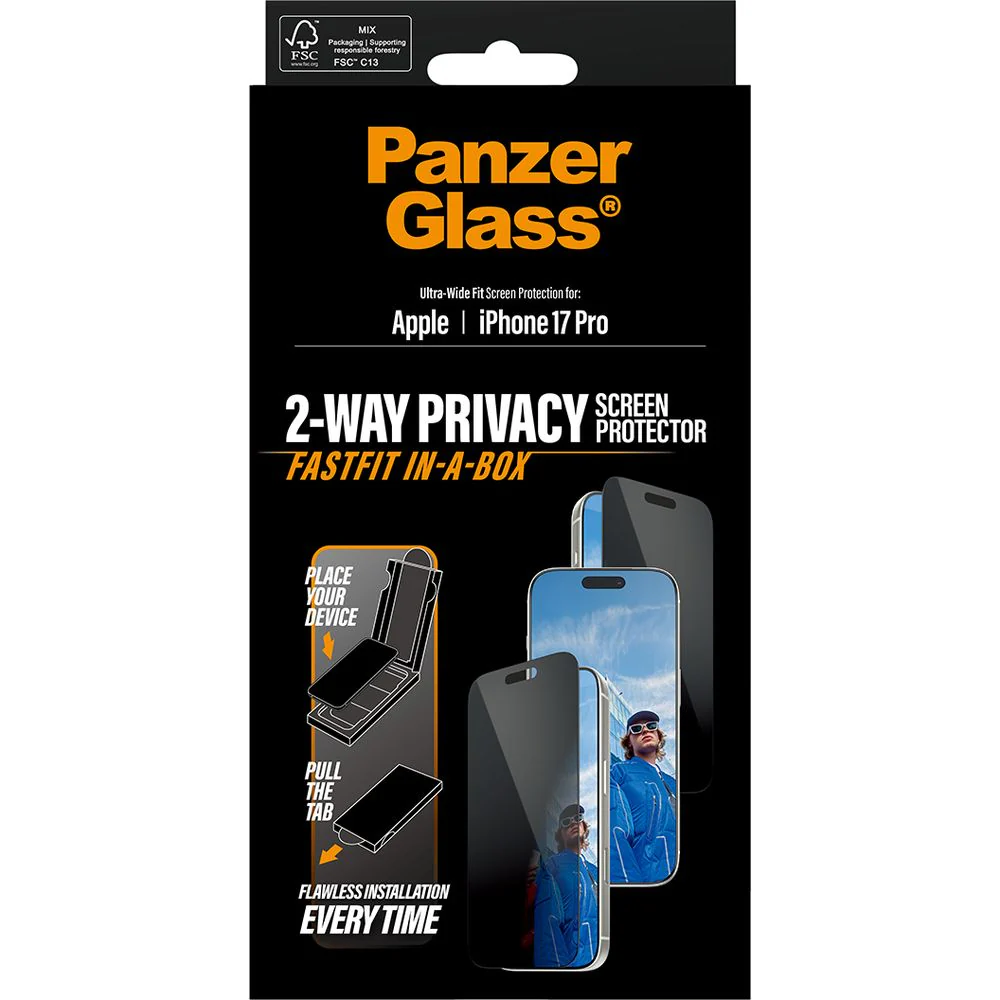 Sichtschutzglas mit Applikator für iPhone 17 Pro, PanzerGlass 2-way Privacy Ultra-Wide Fit Fastfit - Image 6
