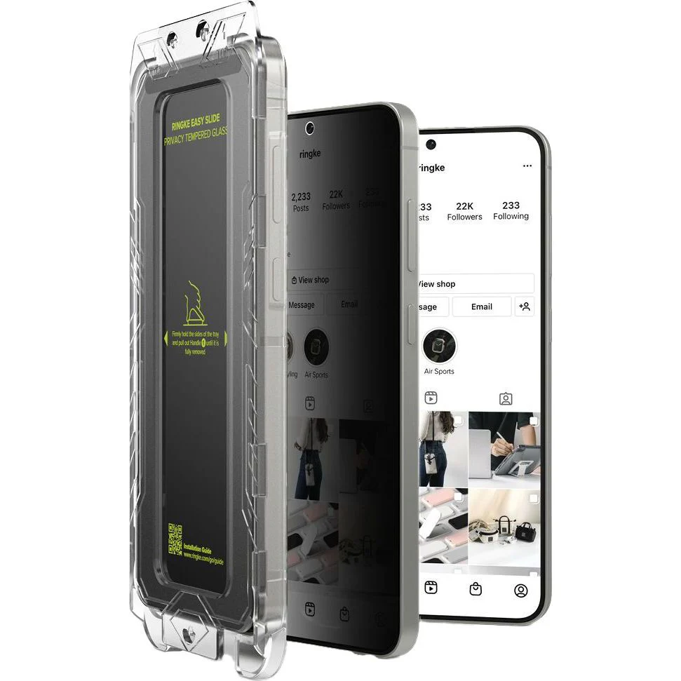 Sichtschutzglas mit Applikator für Samsung Galaxy S25, Ringke Easy Slide, 2 Stück