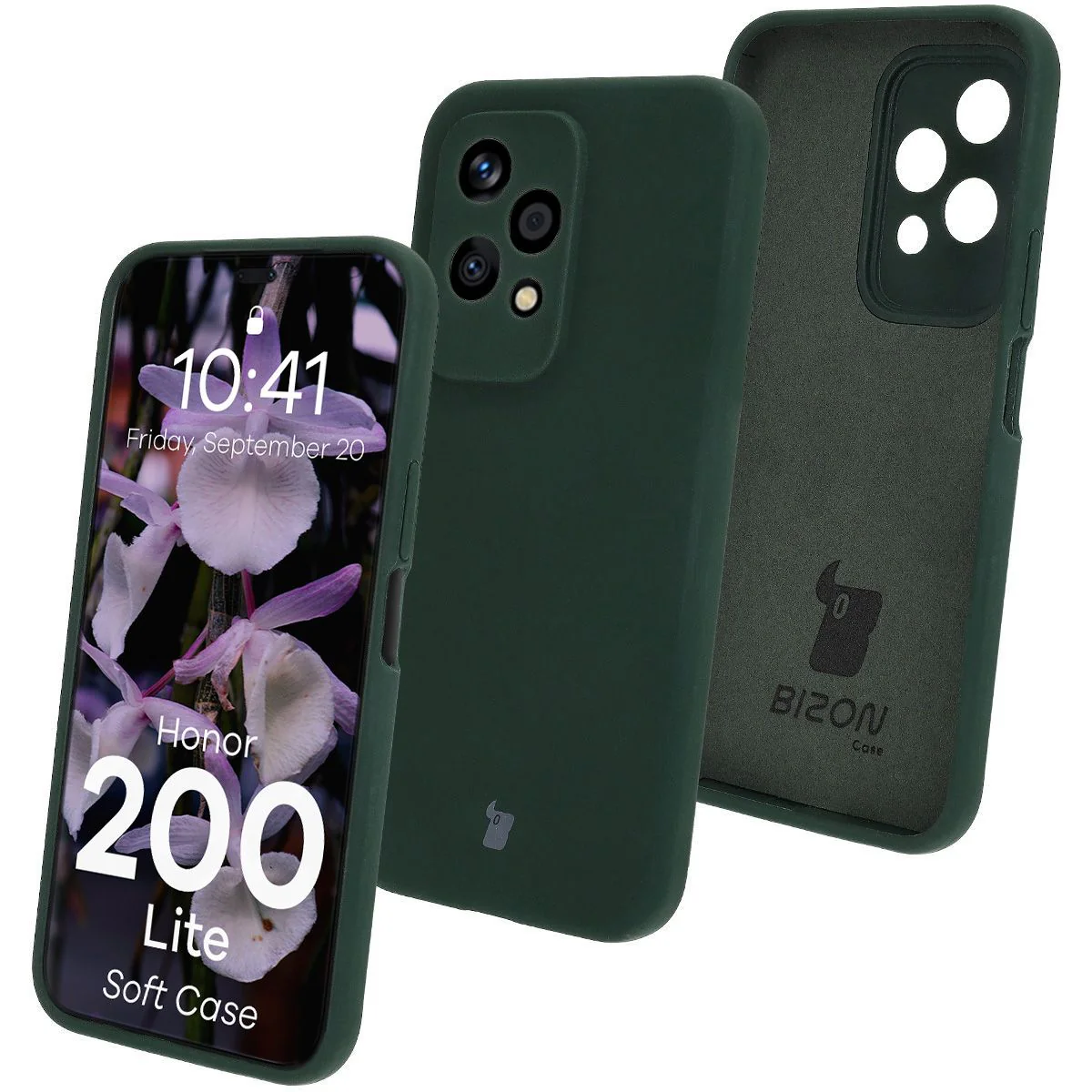 Silikon Handyhülle für Honor 200 Lite, Bizon Soft Case, Dunkelgrün