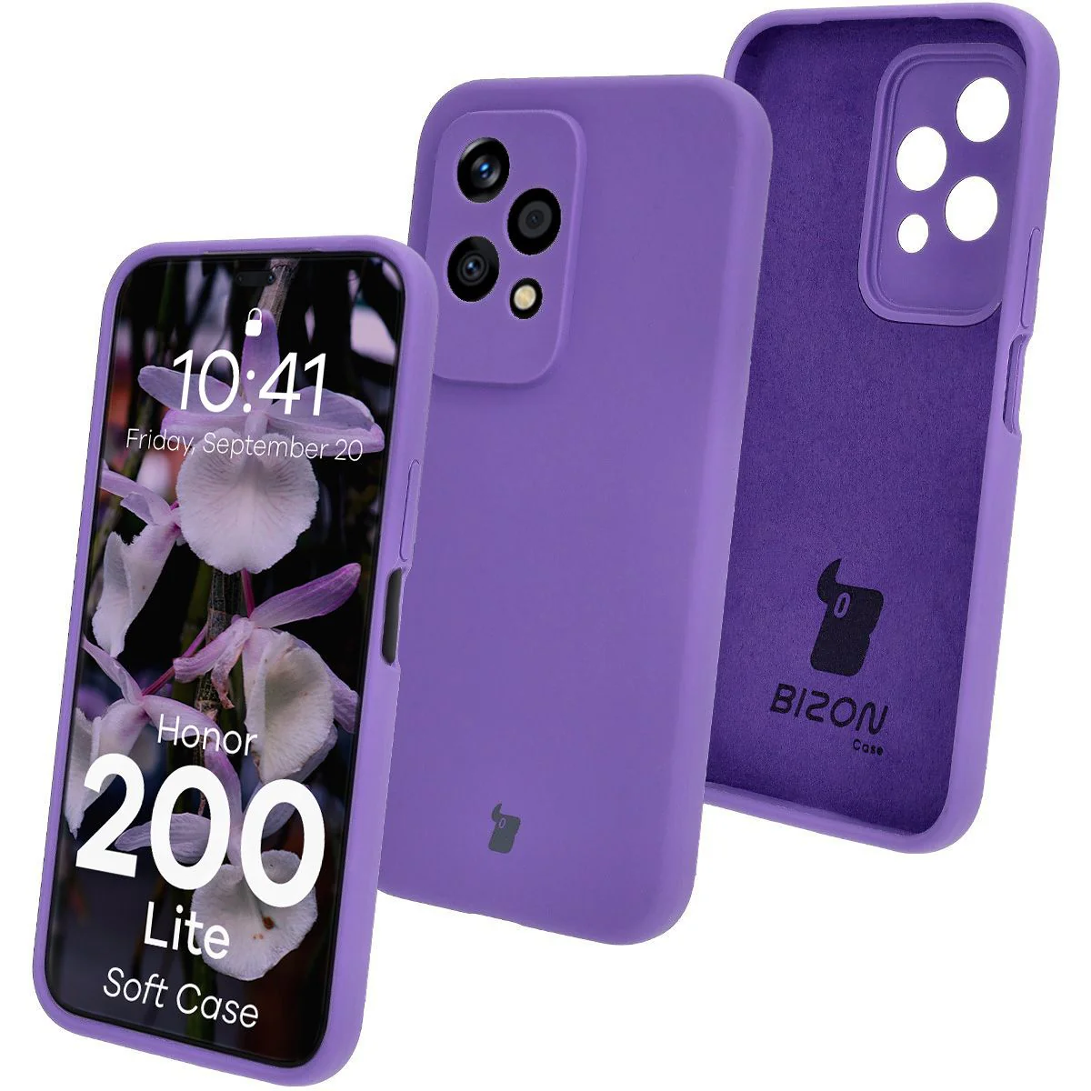 Silikon Handyhülle für Honor 200 Lite, Bizon Soft Case, Violett