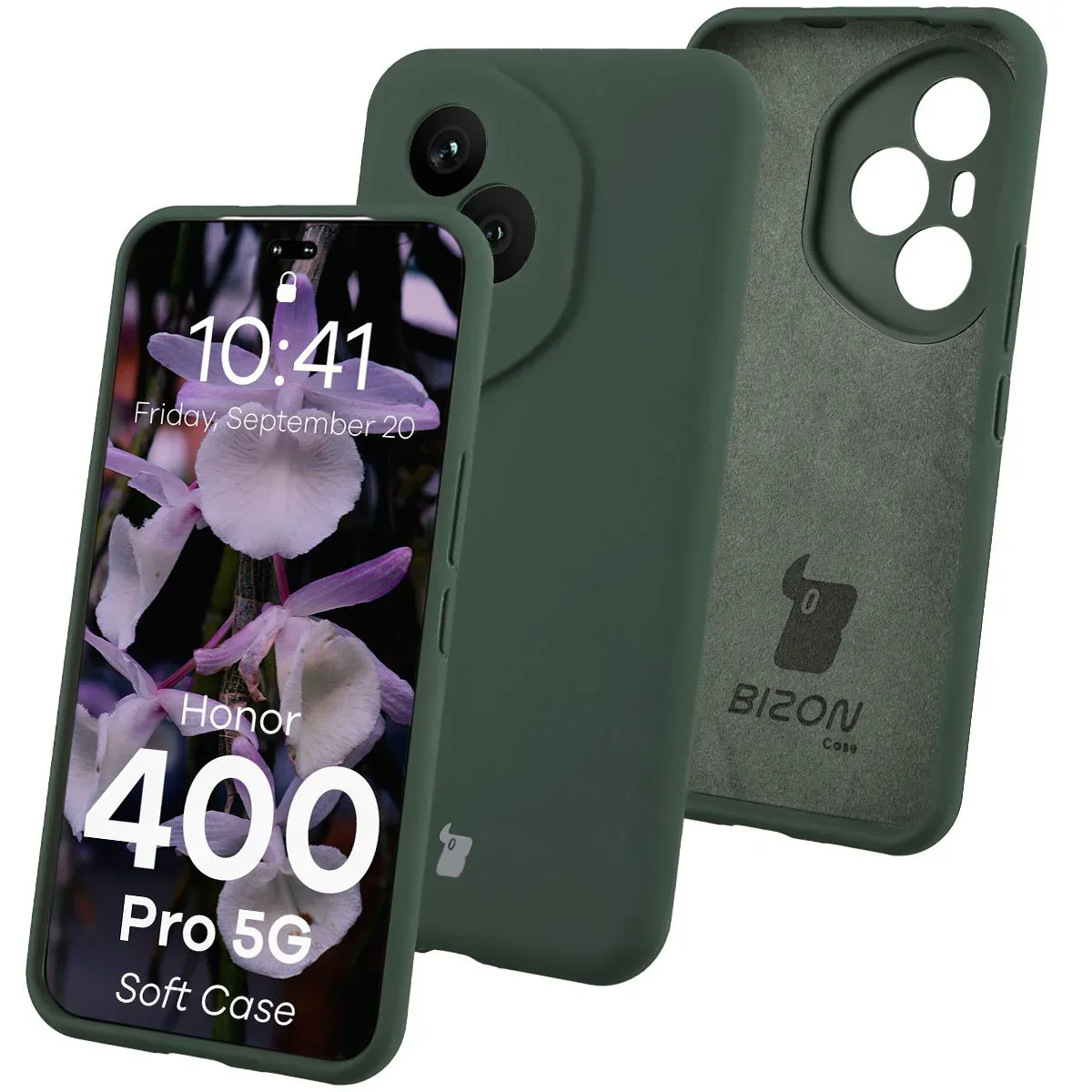 Silikon Handyhülle für Honor 400 Pro, Bizon Soft Case, Dunkelgrün