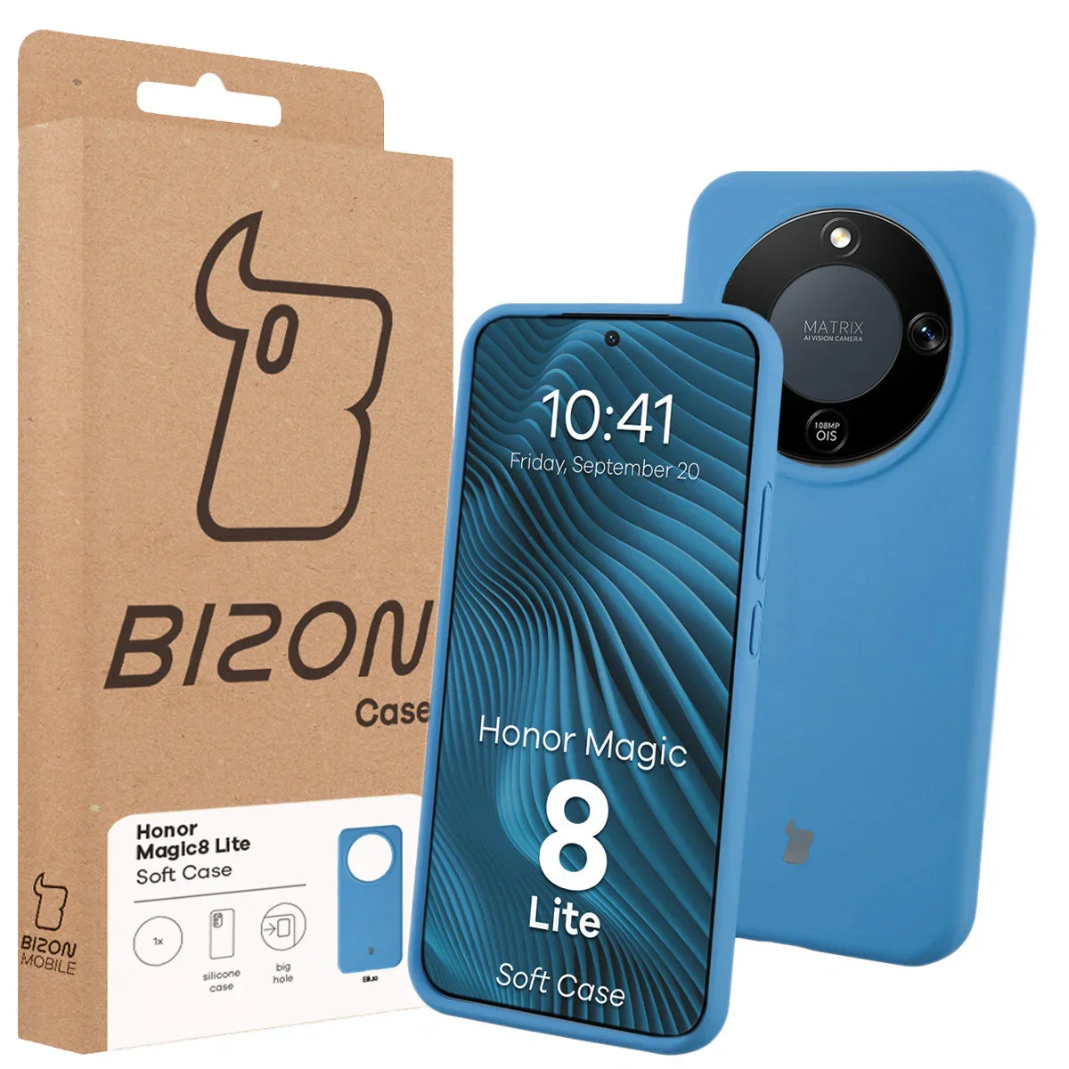 Silikon Handyhülle für Honor Magic8 Lite, Bizon Soft Case, Blau - Image 7