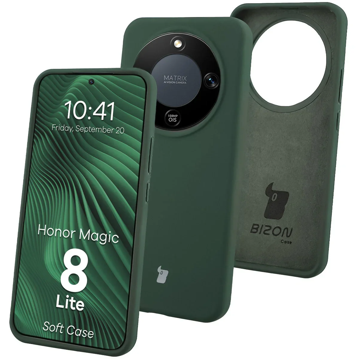 Silikon Handyhülle für Honor Magic8 Lite, Bizon Soft Case, Dunkelgrün