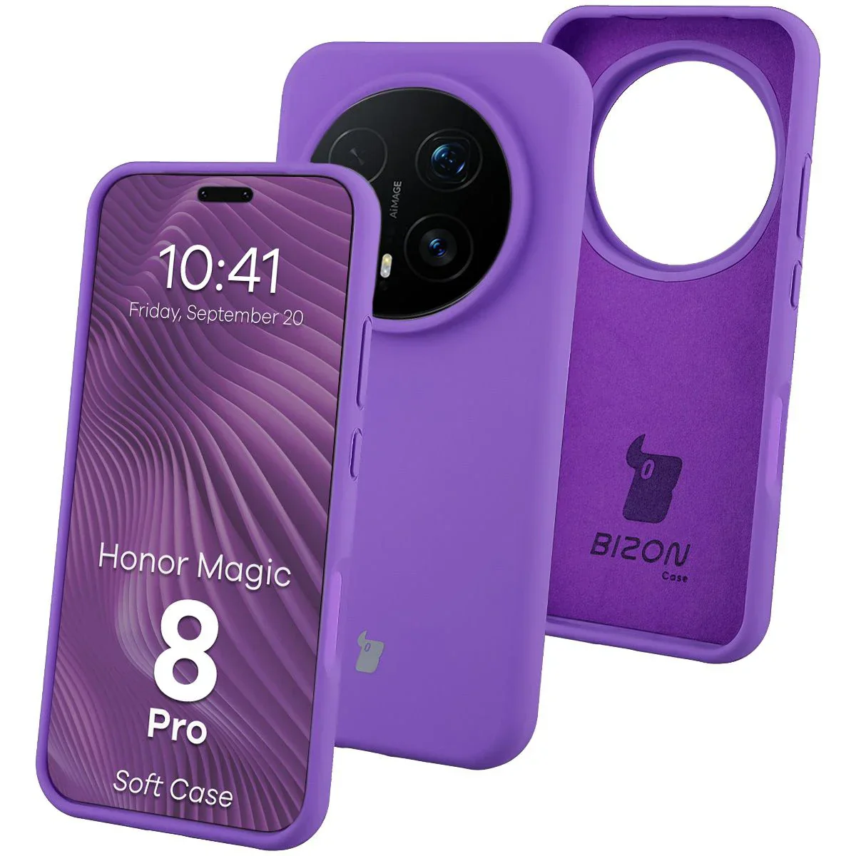 Silikon Handyhülle für Honor Magic8 Pro, Bizon Soft Case, Violett