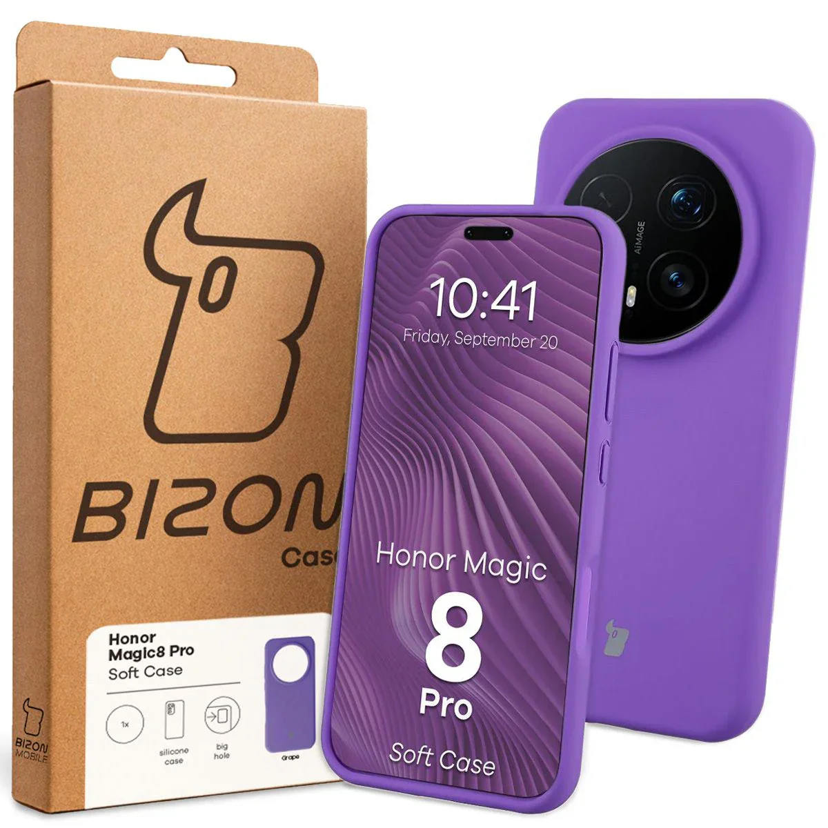 Silikon Handyhülle für Honor Magic8 Pro, Bizon Soft Case, Violett - Image 7
