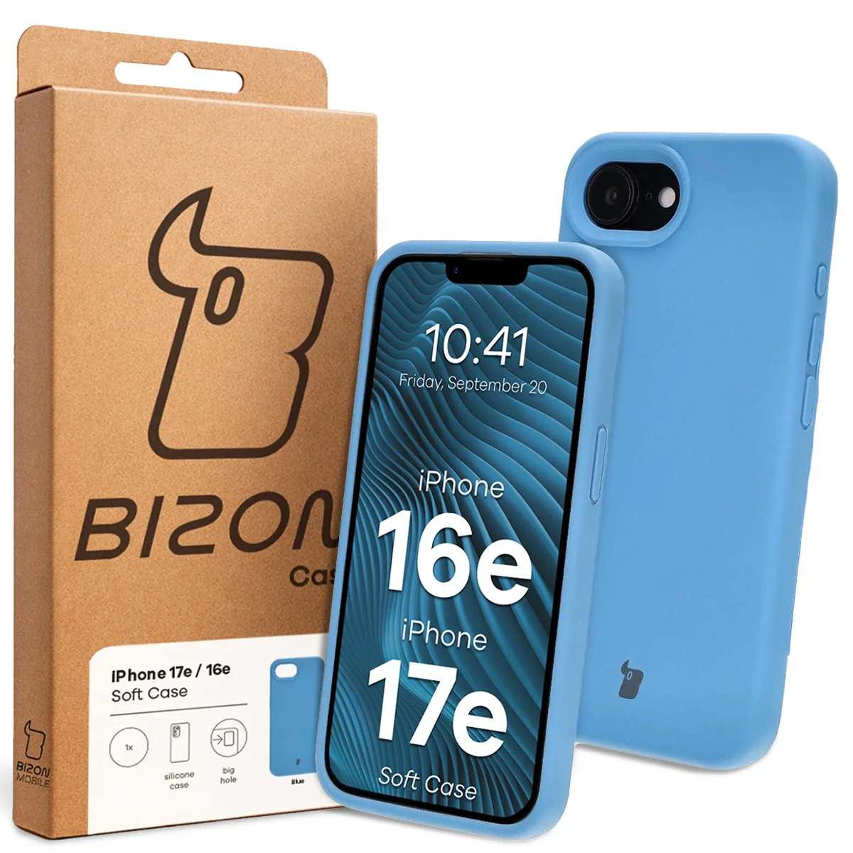 Silikon Handyhülle für iPhone 17e / 16e, Bizon Soft Case, Blau - Image 7