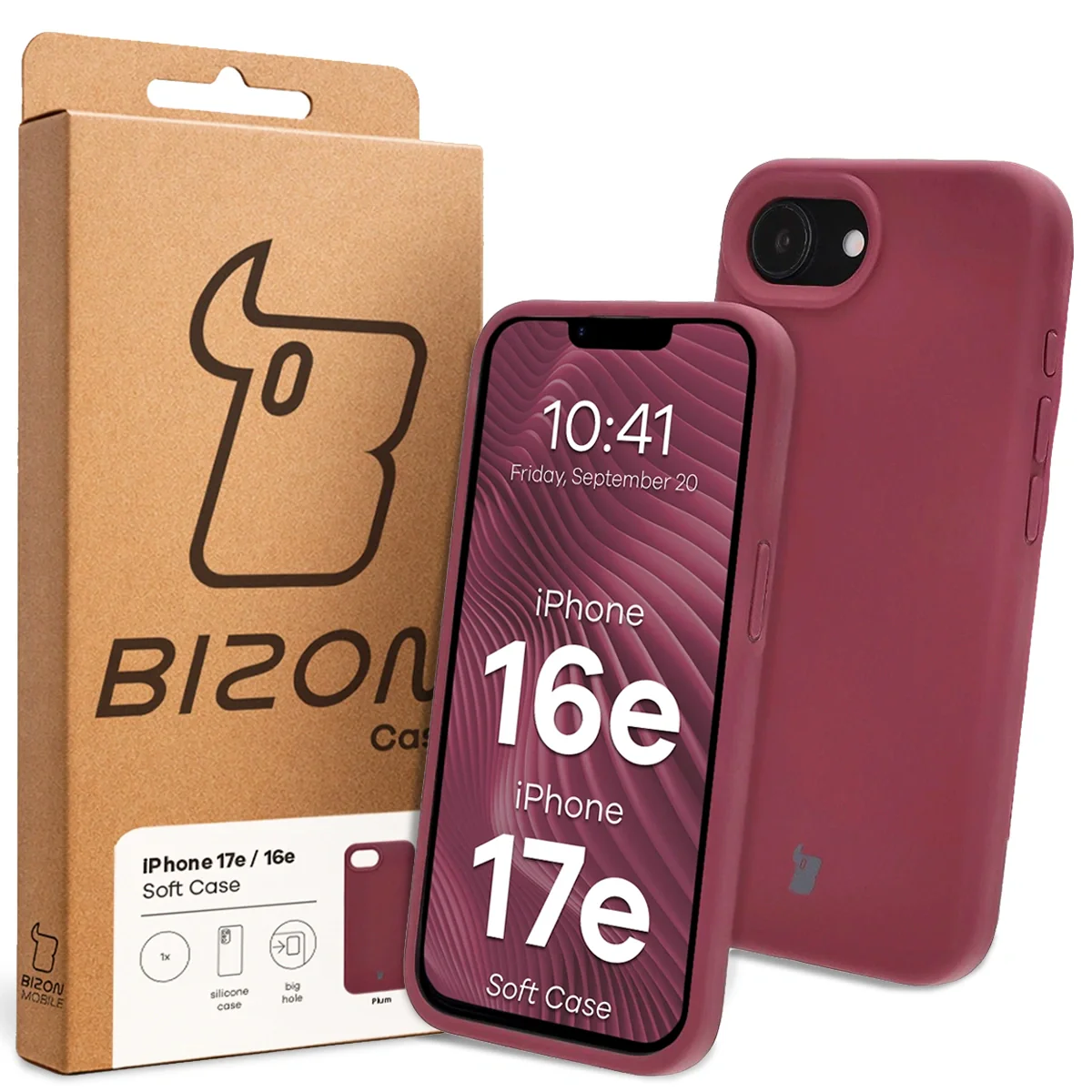 Silikon Handyhülle für iPhone 17e / 16e, Bizon Soft Case, Pflaumenfarbe - Image 7