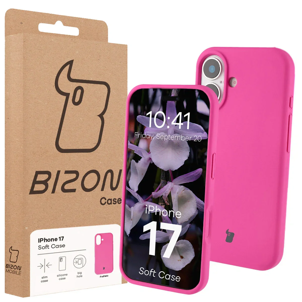 Silikon Handyhülle für iPhone 17, Bizon Soft Case, Dunkelpink - Image 7
