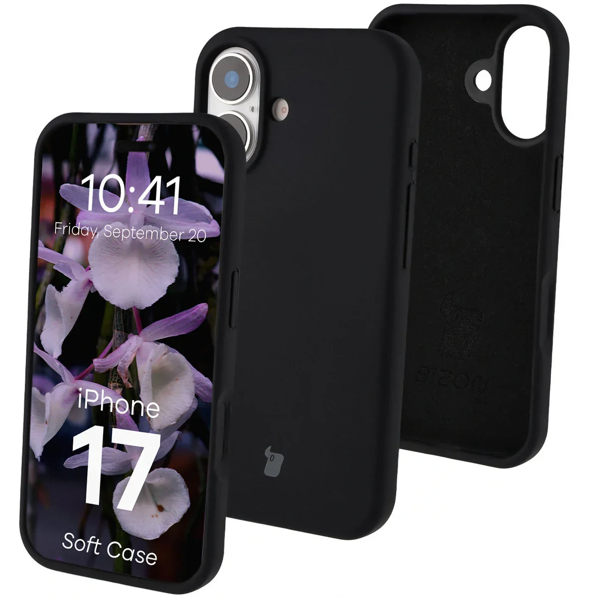 Silikon Handyhülle für iPhone 17, Bizon Soft Case, Schwarz