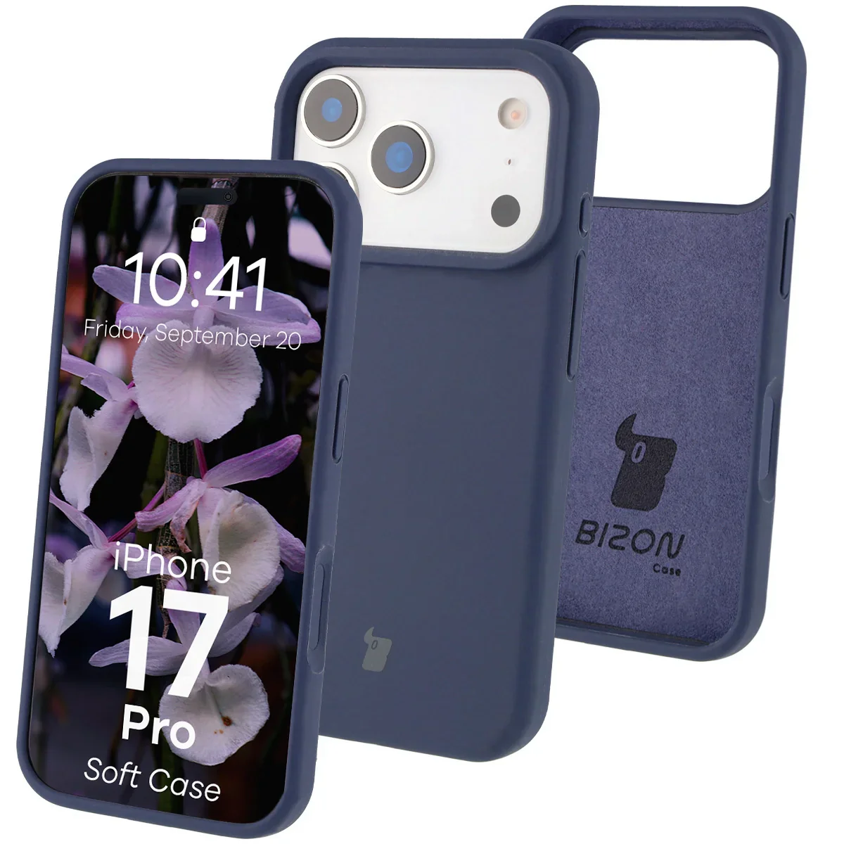 Silikon Handyhülle für iPhone 17 Pro, Bizon Soft Case, Dunkelblau