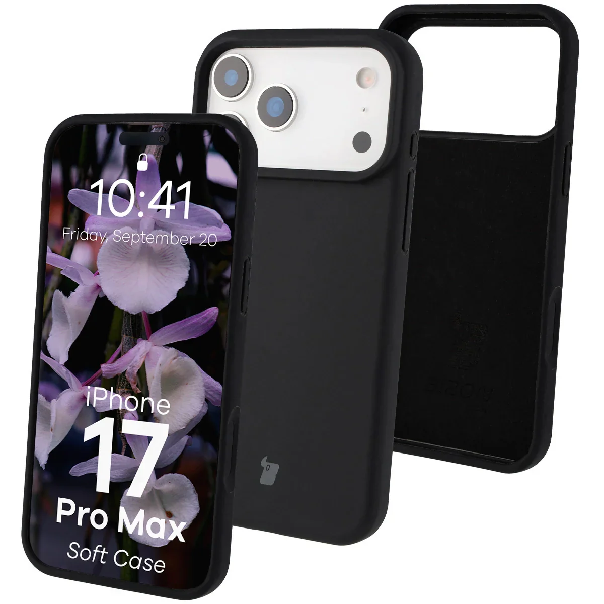 Silikon Handyhülle für iPhone 17 Pro Max, Bizon Soft Case, Schwarz