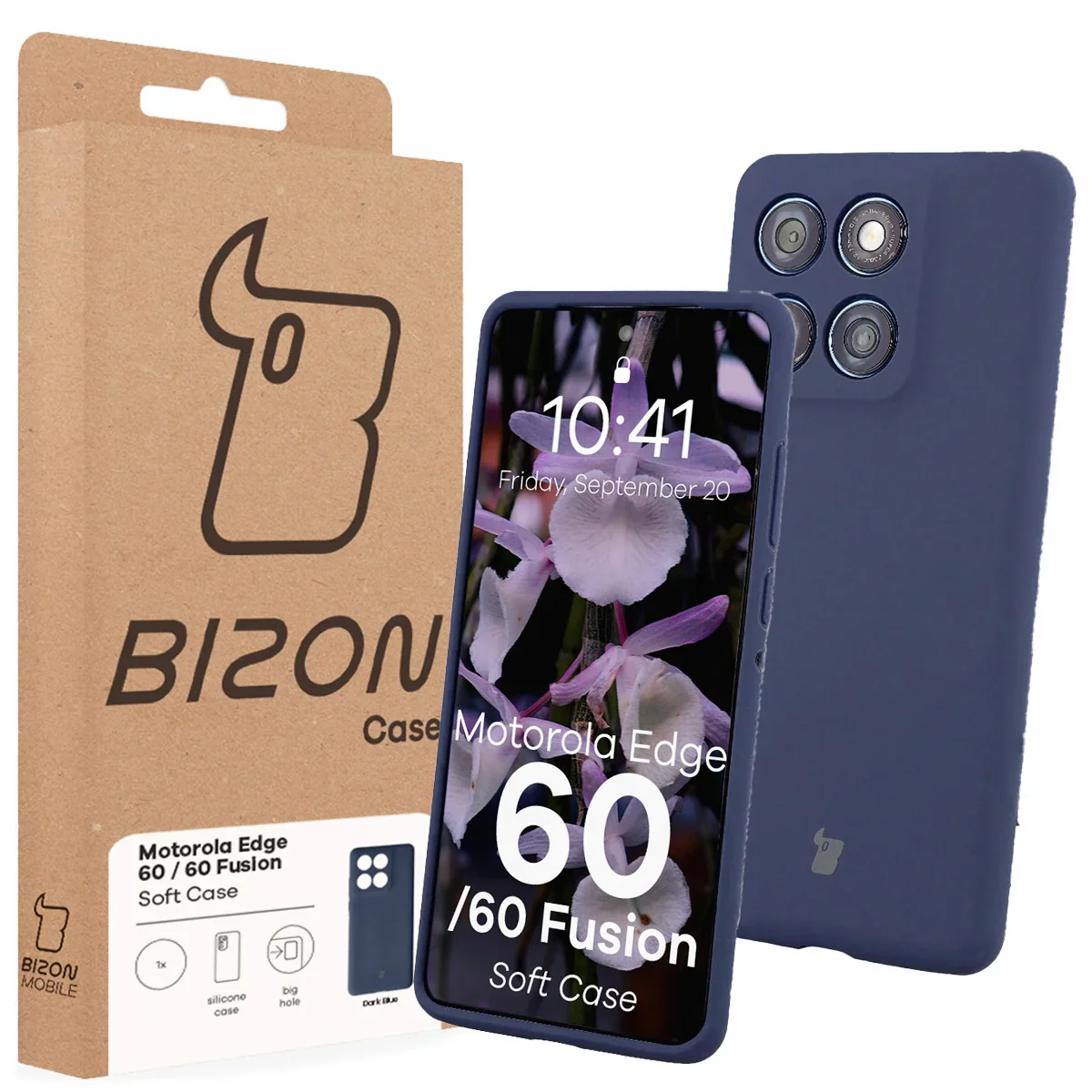 Silikon Handyhülle für Motorola Edge 60 Fusion / 60, Bizon Soft Case, Dunkelblau - Image 7