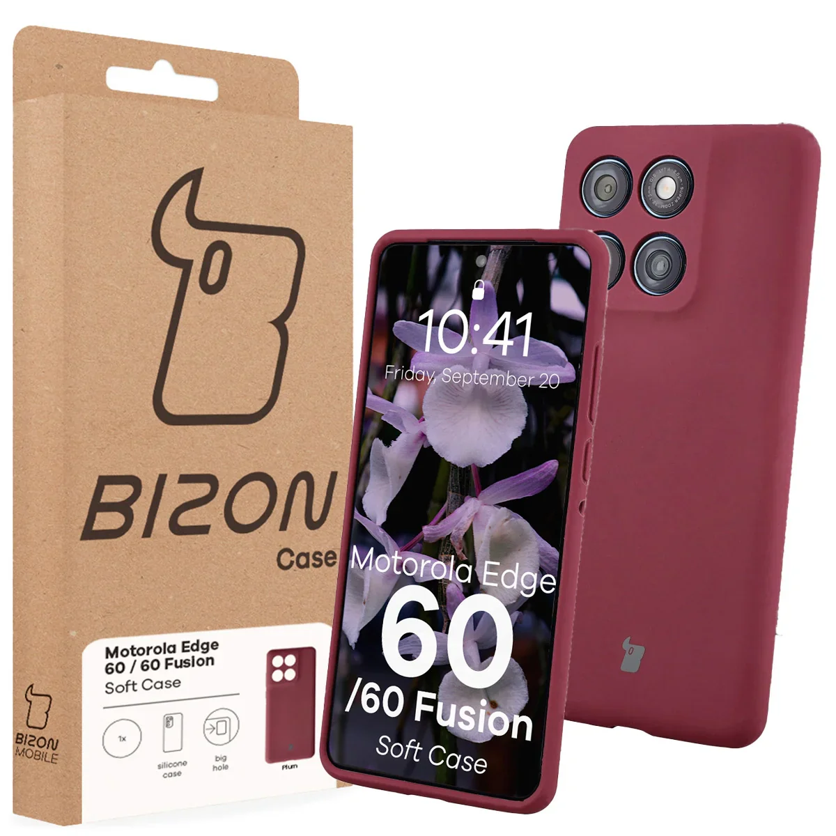 Silikon Handyhülle für Motorola Edge 60 Fusion / 60, Bizon Soft Case, Pflaumenfarbe - Image 7
