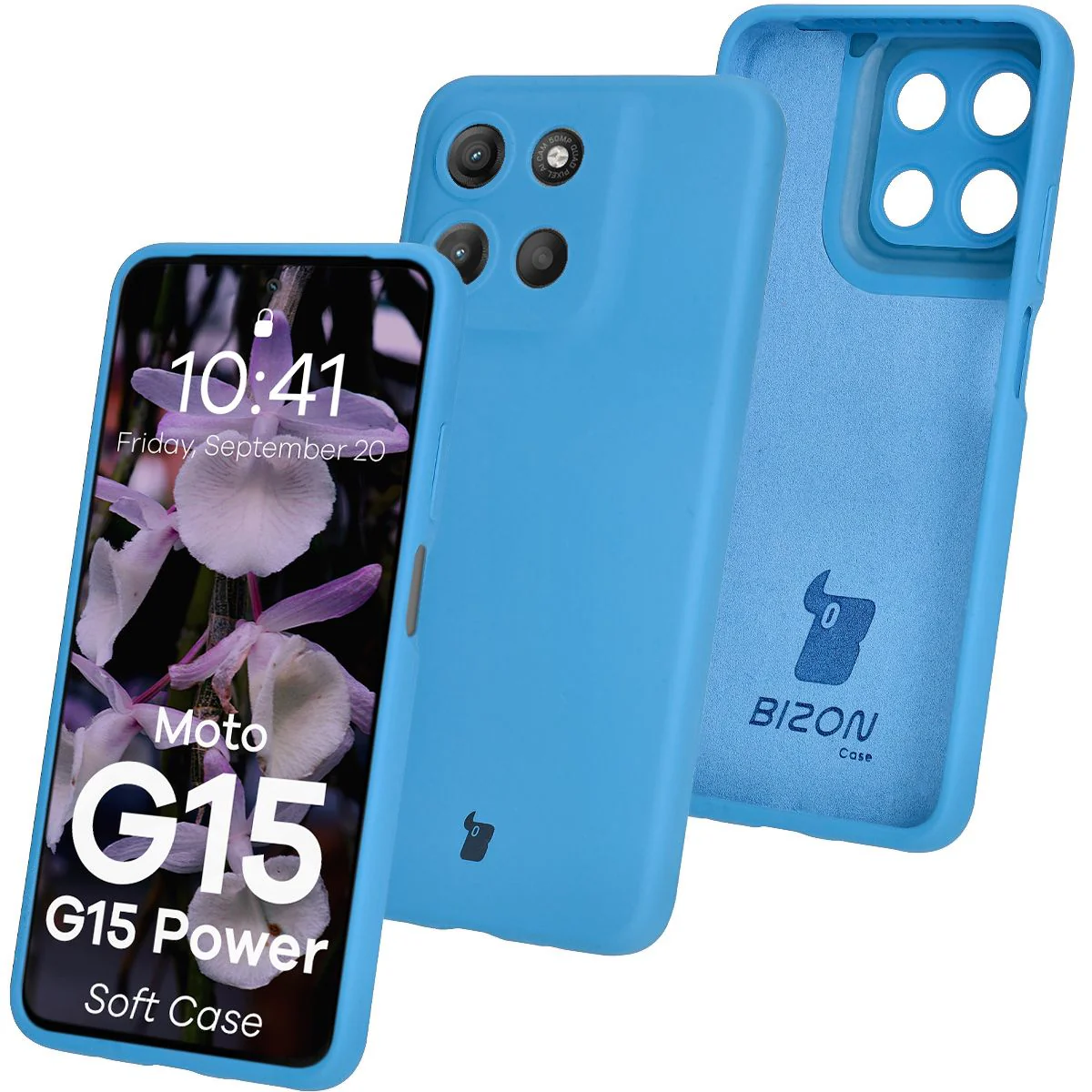 Silikon Handyhülle für Motorola Moto G15 / G15 Power, Bizon Soft Case, Blau