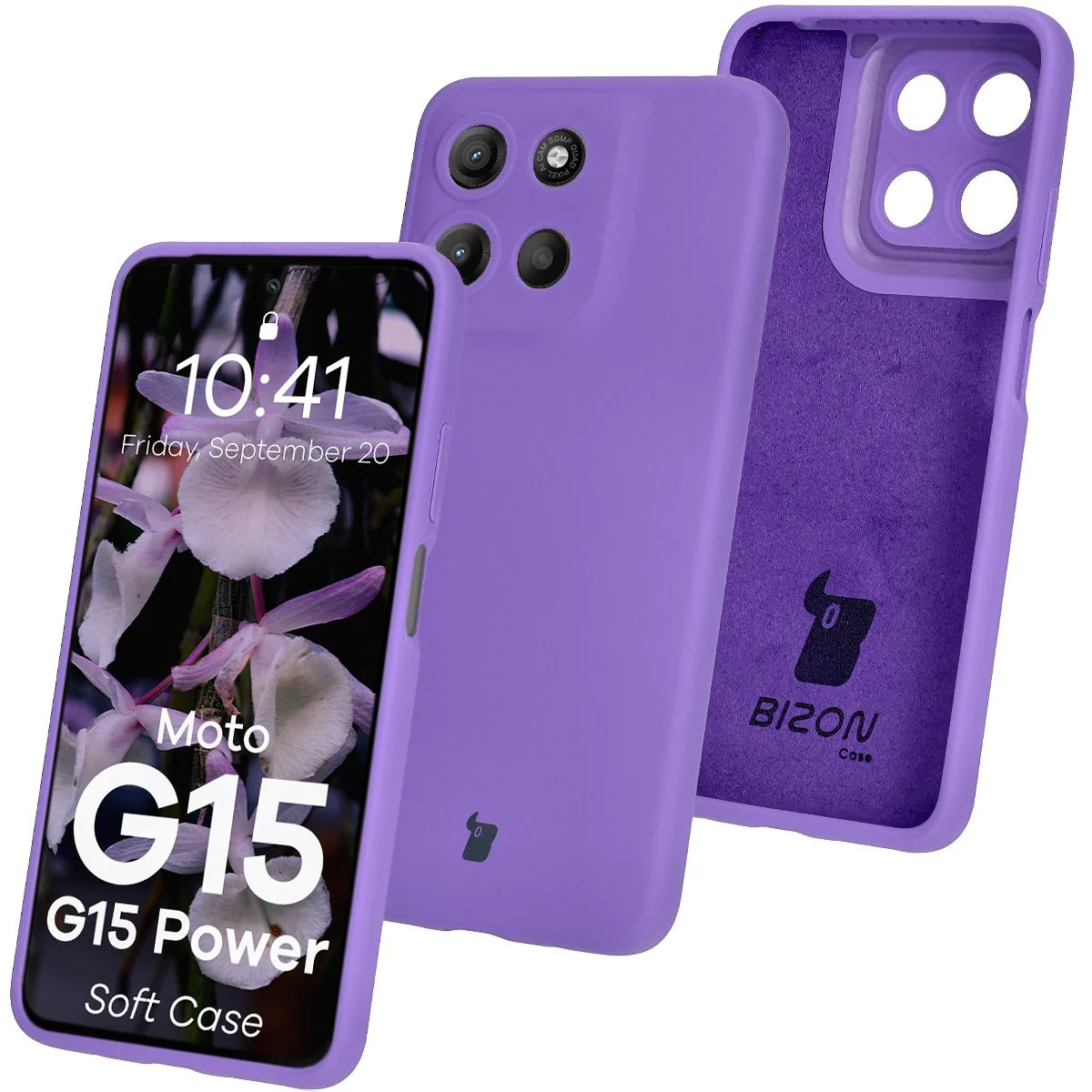 Silikon Handyhülle für Motorola Moto G15 / G15 Power, Bizon Soft Case, Violett
