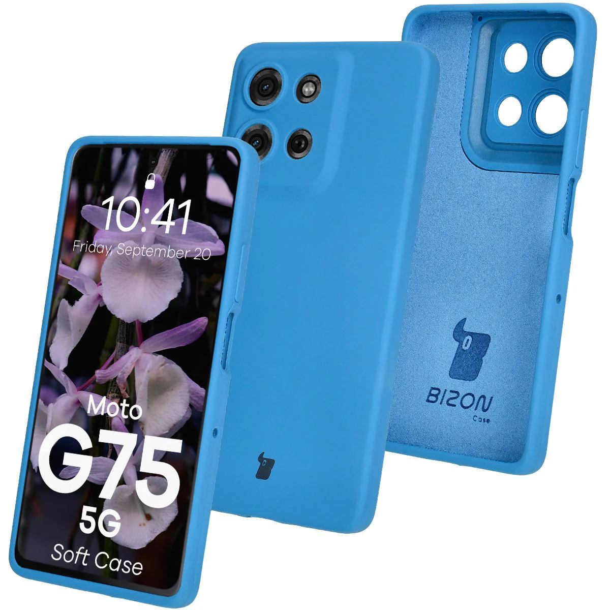 Silikon Handyhülle für Motorola Moto G75 5G, Bizon Soft Case, Blau