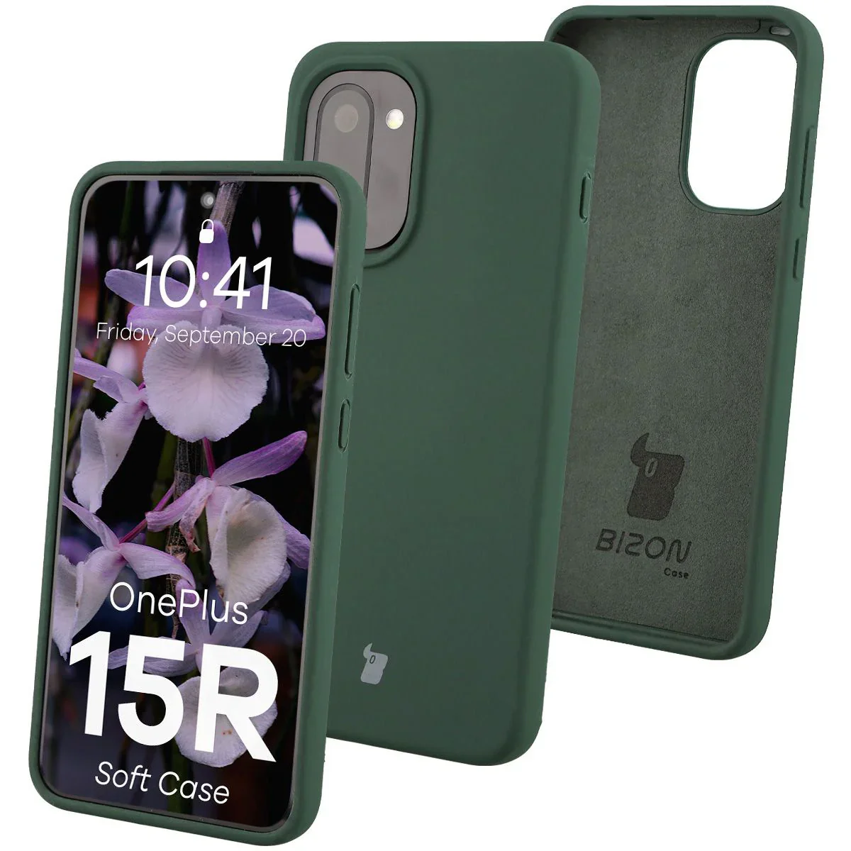 Silikon Handyhülle für OnePlus 15R, Bizon Soft Case, Dunkelgrün