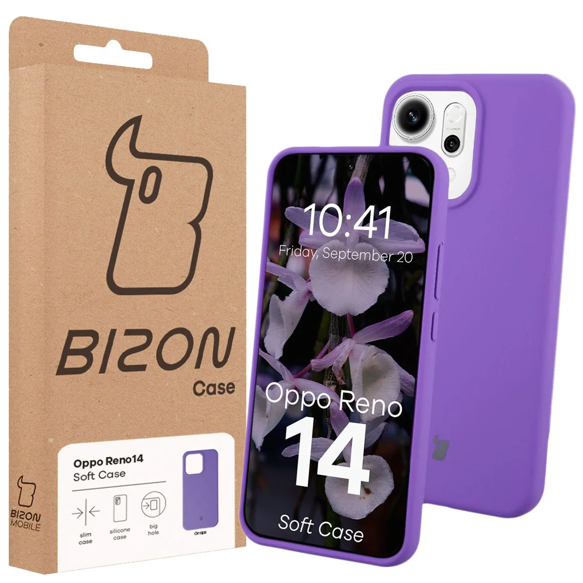 Silikon Handyhülle für Oppo Reno 14, Bizon Soft Case, Violett - Image 7
