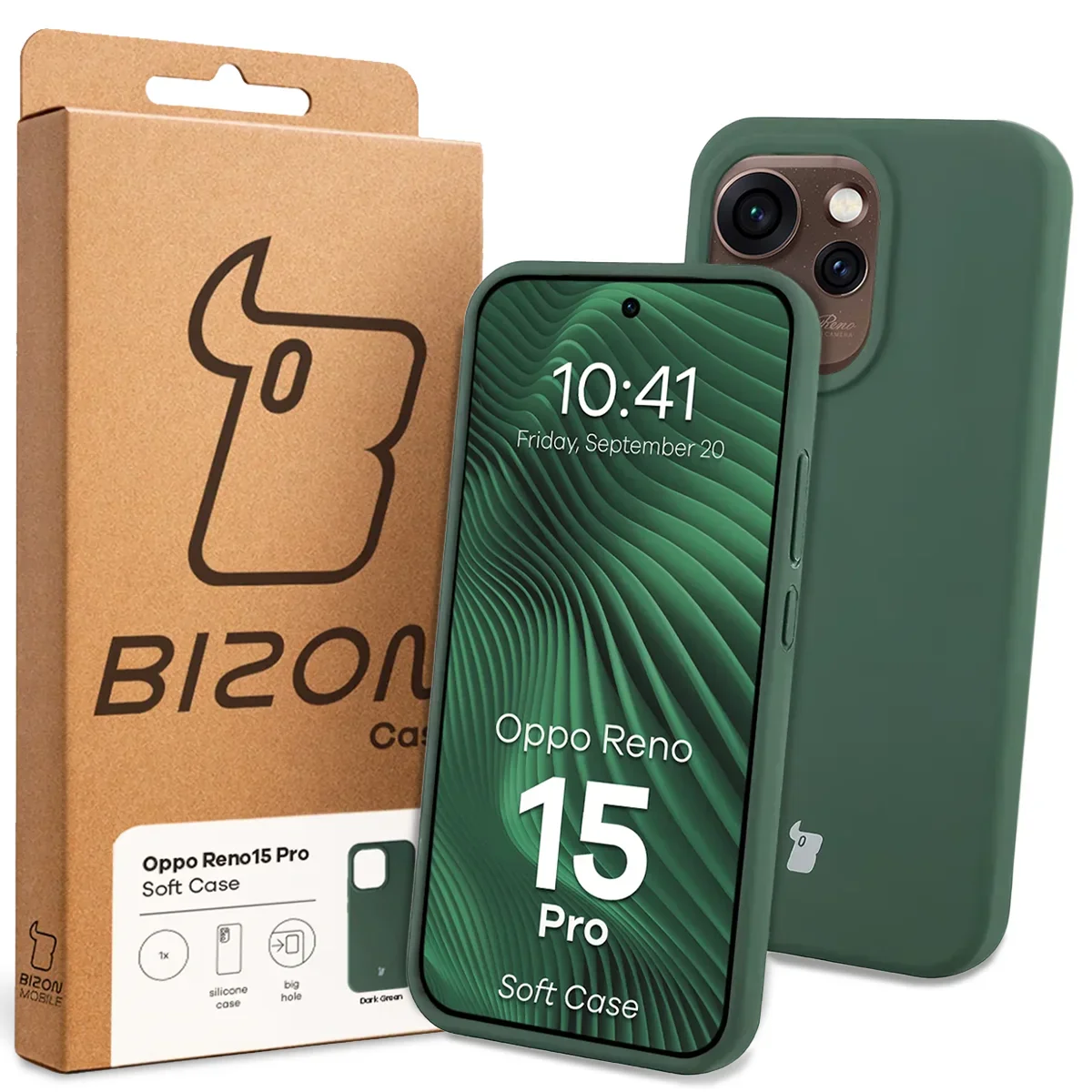 Silikon Handyhülle für Oppo Reno 15 Pro, Bizon Soft Case, Dunkelgrün - Image 7
