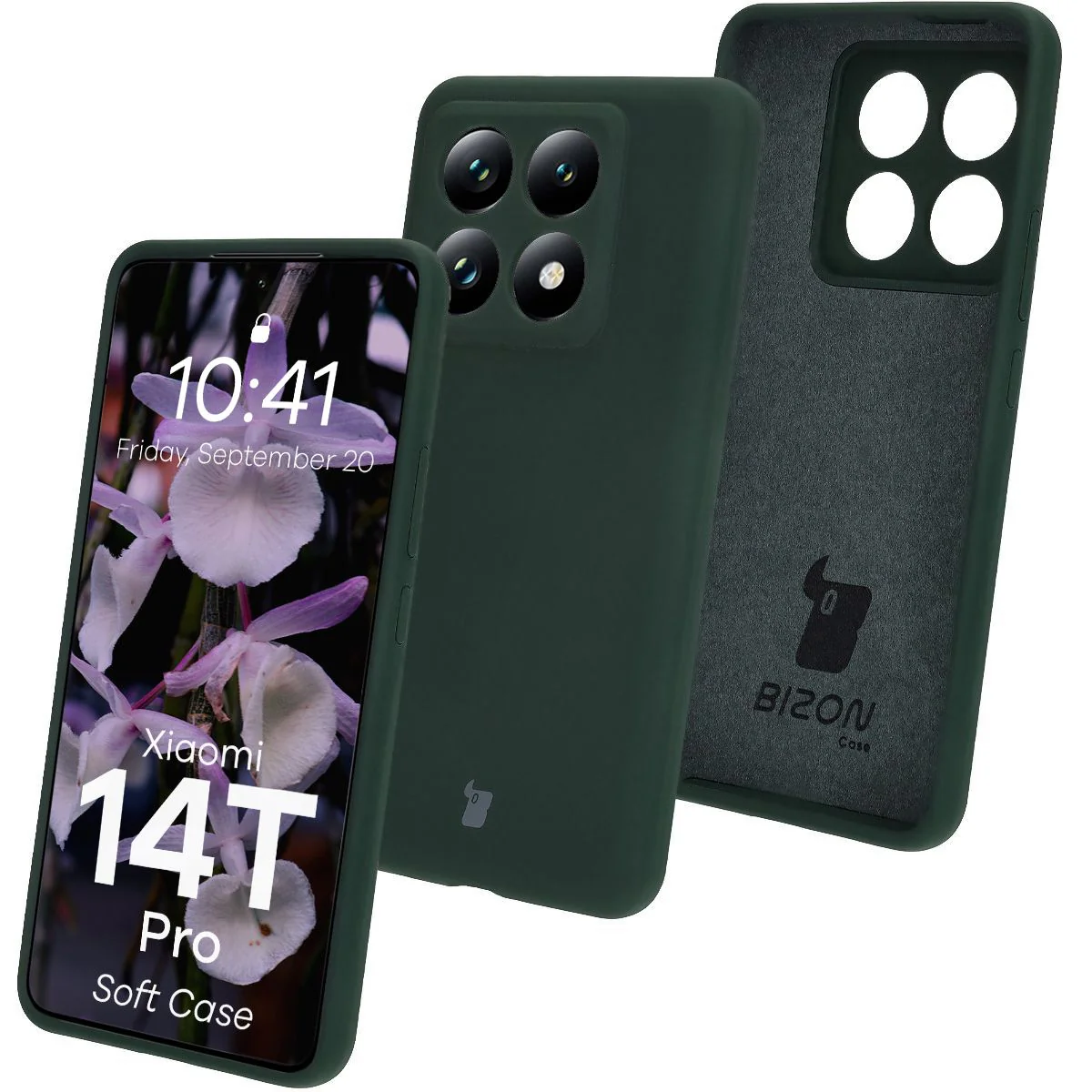 Silikon Handyhülle für Xiaomi 14T Pro, Bizon Soft Case, Dunkelgrün