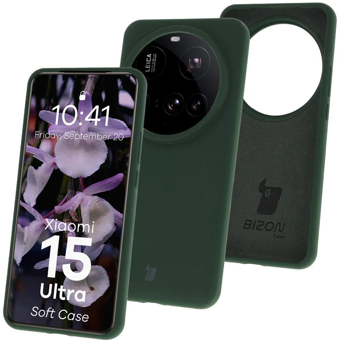 Silikon Handyhülle für Xiaomi 15 Ultra, Bizon Soft Case, Dunkelgrün