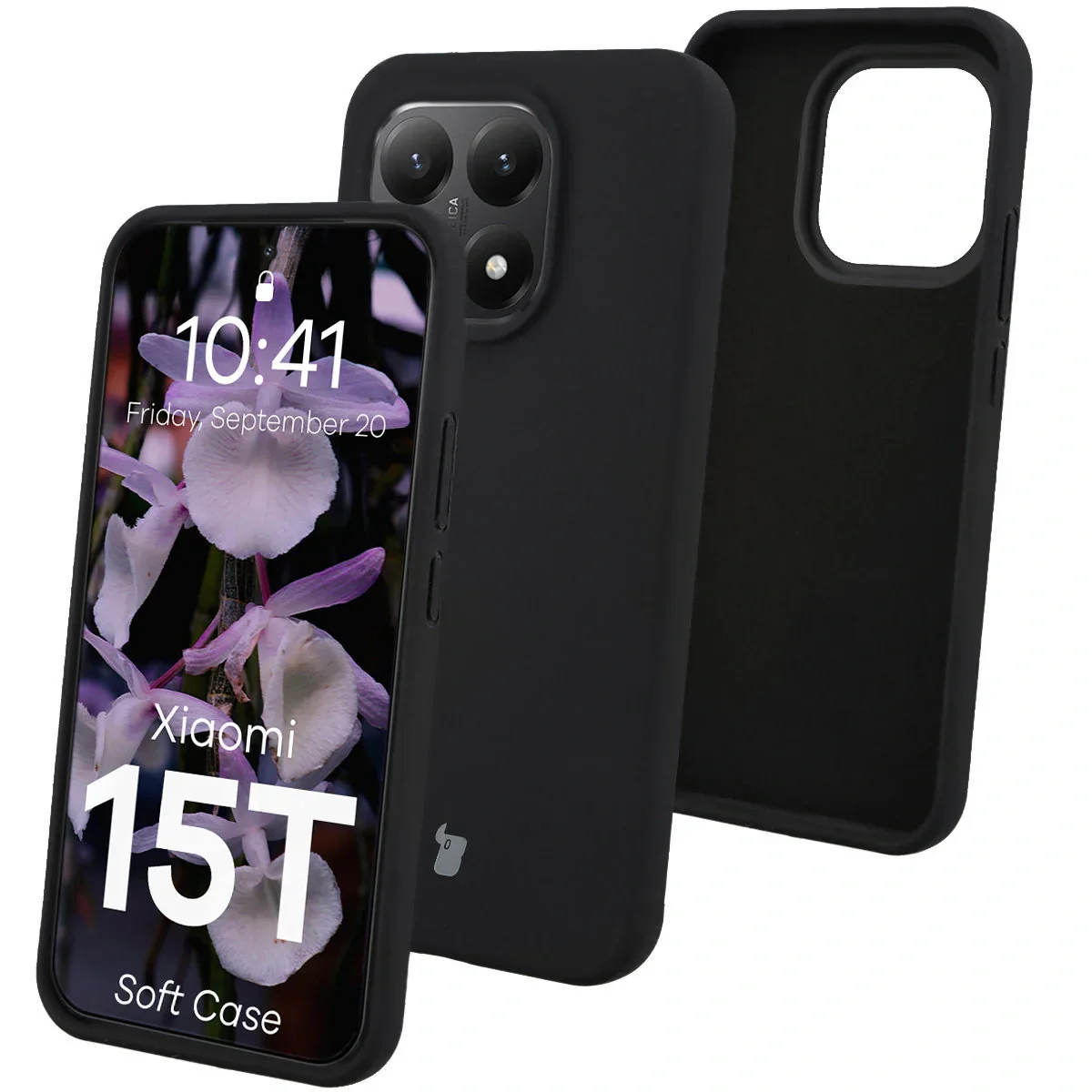 Silikon Handyhülle für Xiaomi 15T, Bizon Soft Case, Schwarz