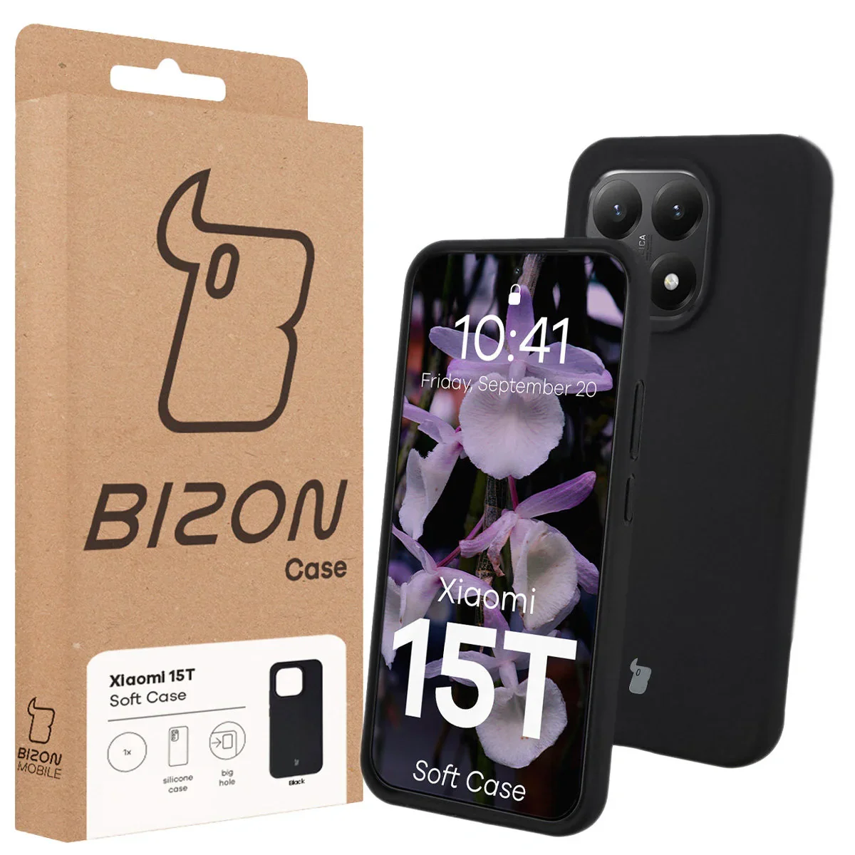 Silikon Handyhülle für Xiaomi 15T, Bizon Soft Case, Schwarz - Image 7