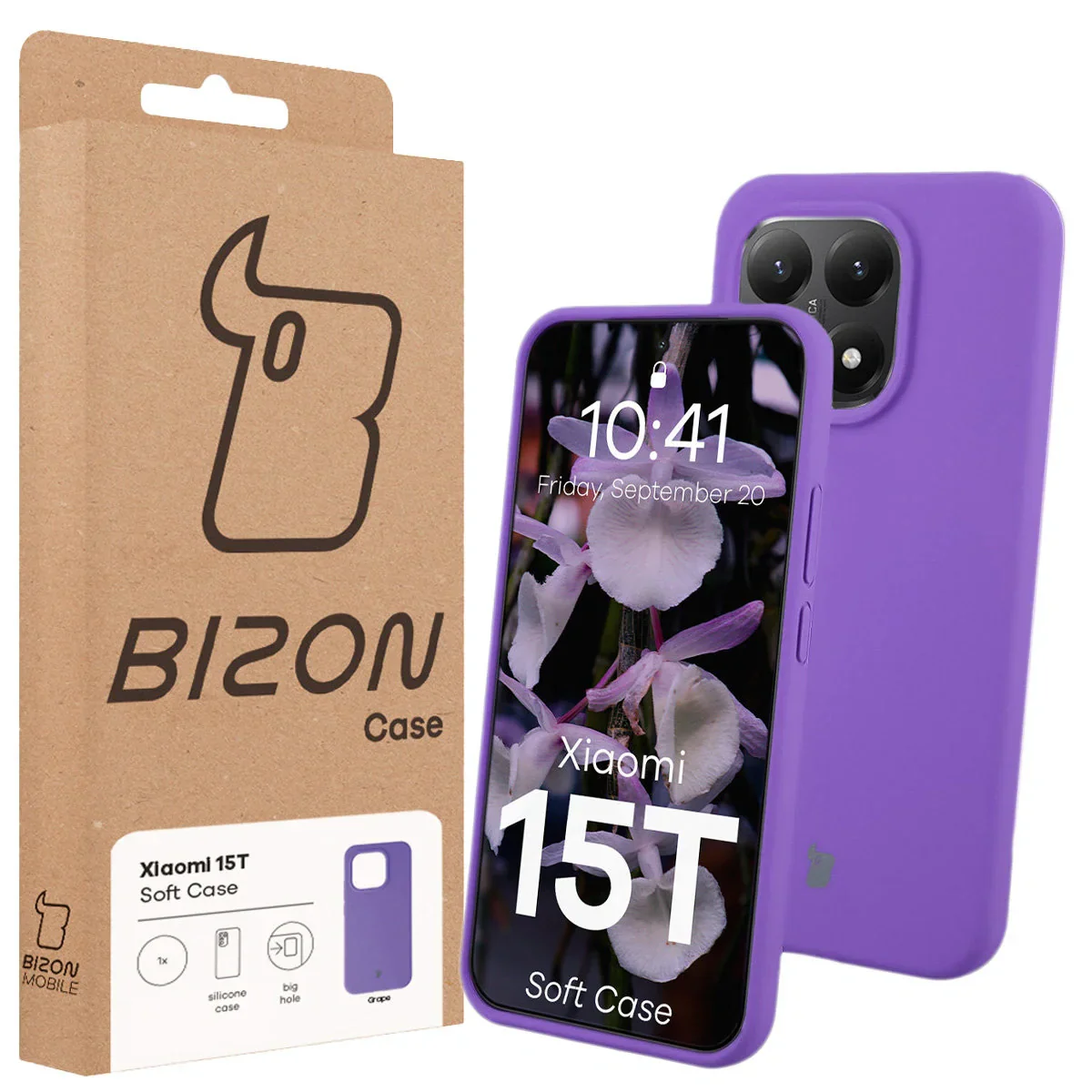 Silikon Handyhülle für Xiaomi 15T, Bizon Soft Case, Violett - Image 7