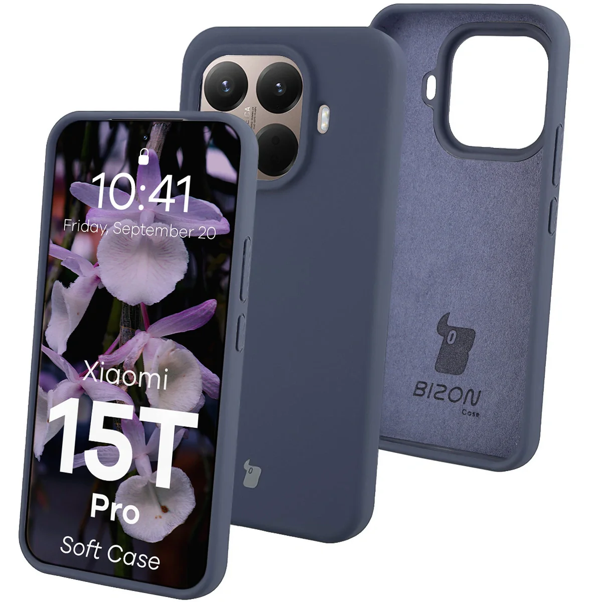 Silikon Handyhülle für Xiaomi 15T Pro, Bizon Soft Case, Dunkelblau