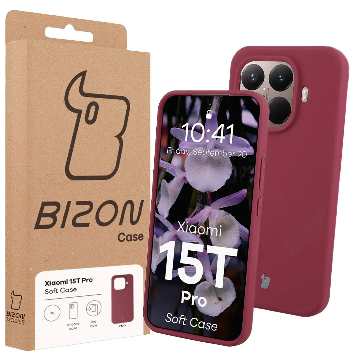 Silikon Handyhülle für Xiaomi 15T Pro, Bizon Soft Case, Pflaumenfarbe - Image 7