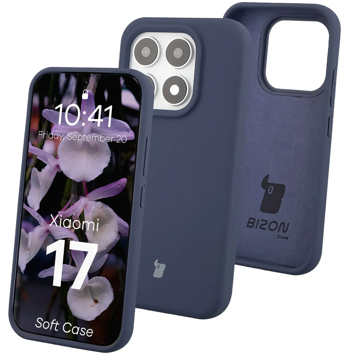 Silikon Handyhülle für Xiaomi 17, Bizon Soft Case, Dunkelblau