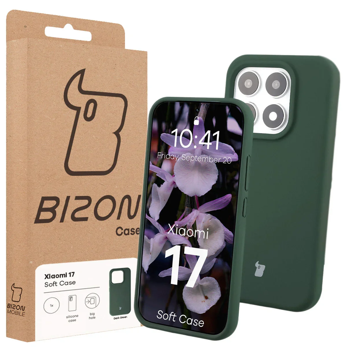 Silikon Handyhülle für Xiaomi 17, Bizon Soft Case, Dunkelgrün - Image 7