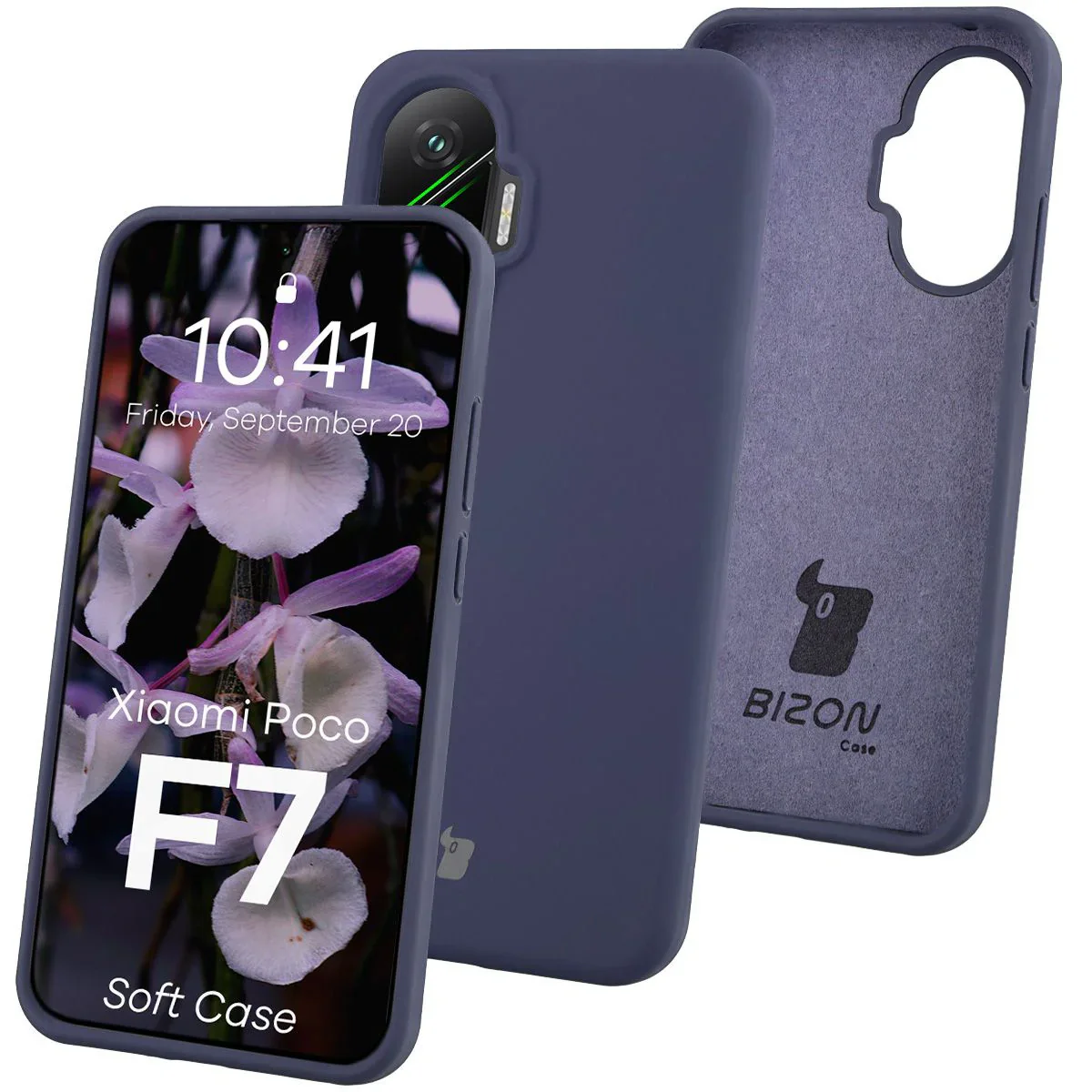 Silikon Handyhülle für Xiaomi POCO F7, Bizon Soft Case, Dunkelblau