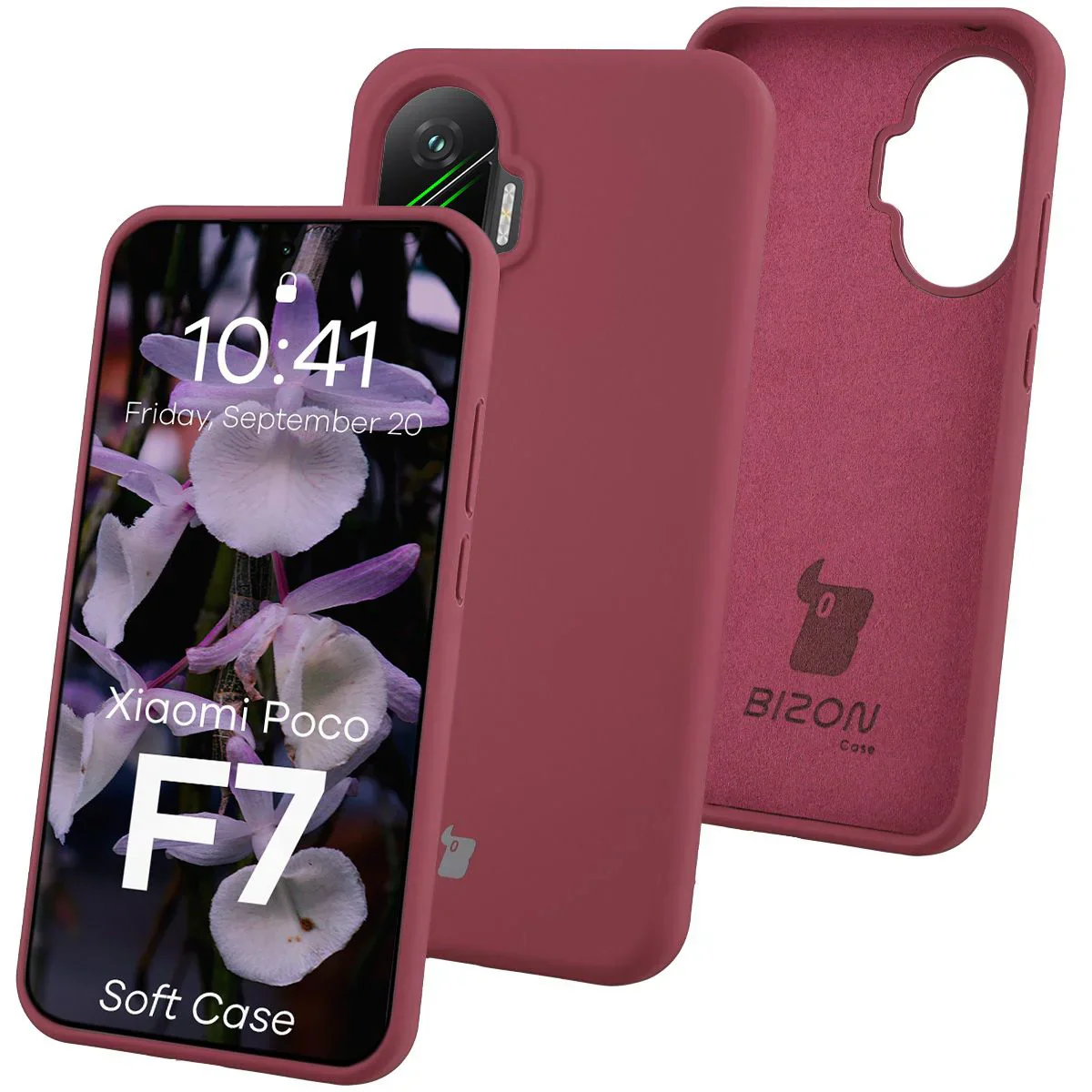 Silikon Handyhülle für Xiaomi POCO F7, Bizon Soft Case, Pflaumenfarbe
