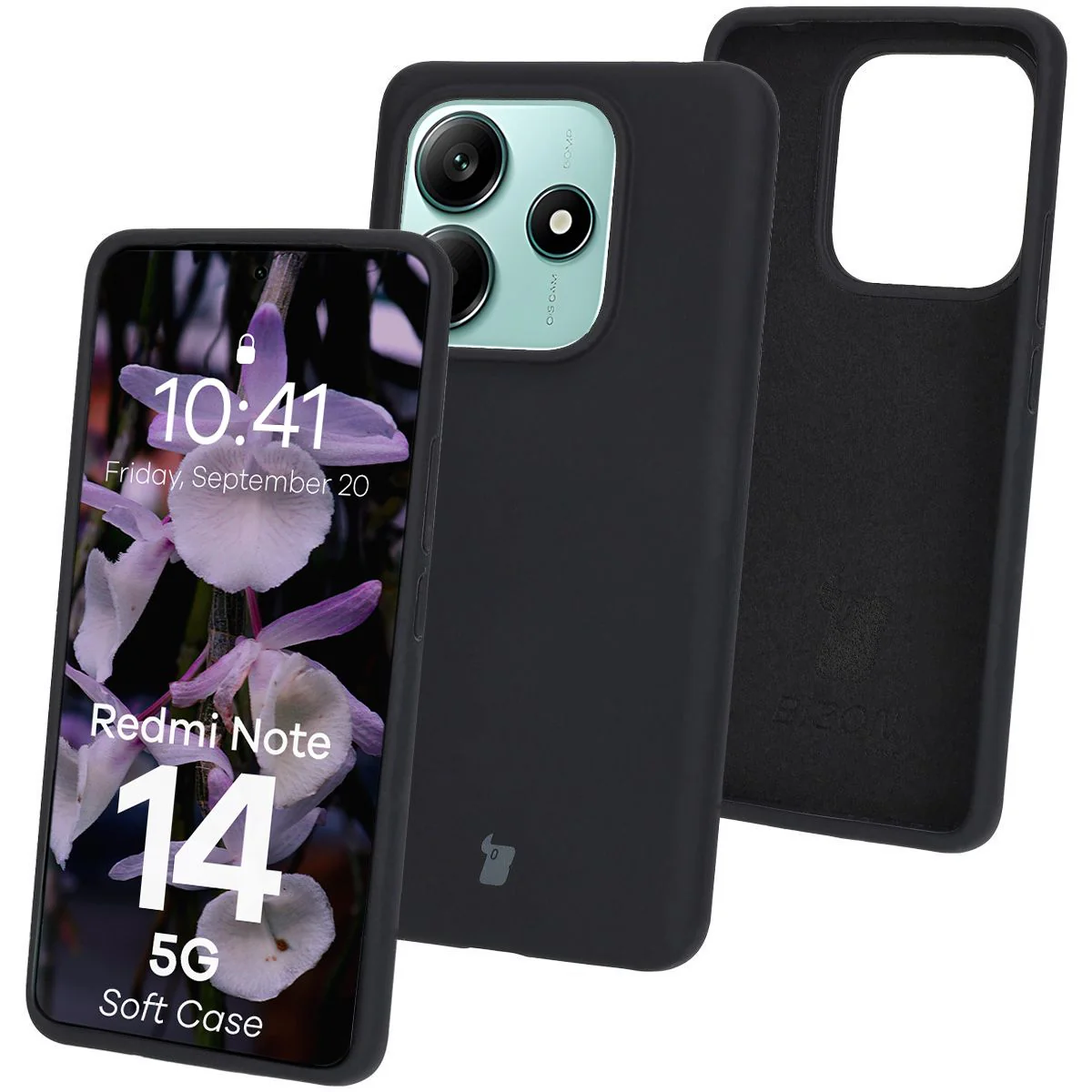 Silikon Handyhülle für Xiaomi Redmi Note 14 5G, Bizon Soft Case, Schwarz