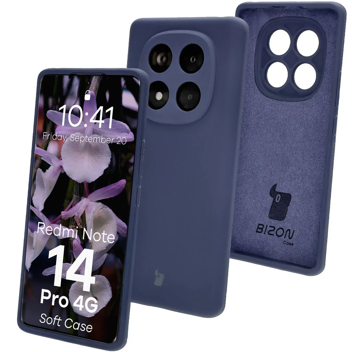 Silikon Handyhülle für Xiaomi Redmi Note 14 Pro 4G, Bizon Soft Case, Dunkelblau