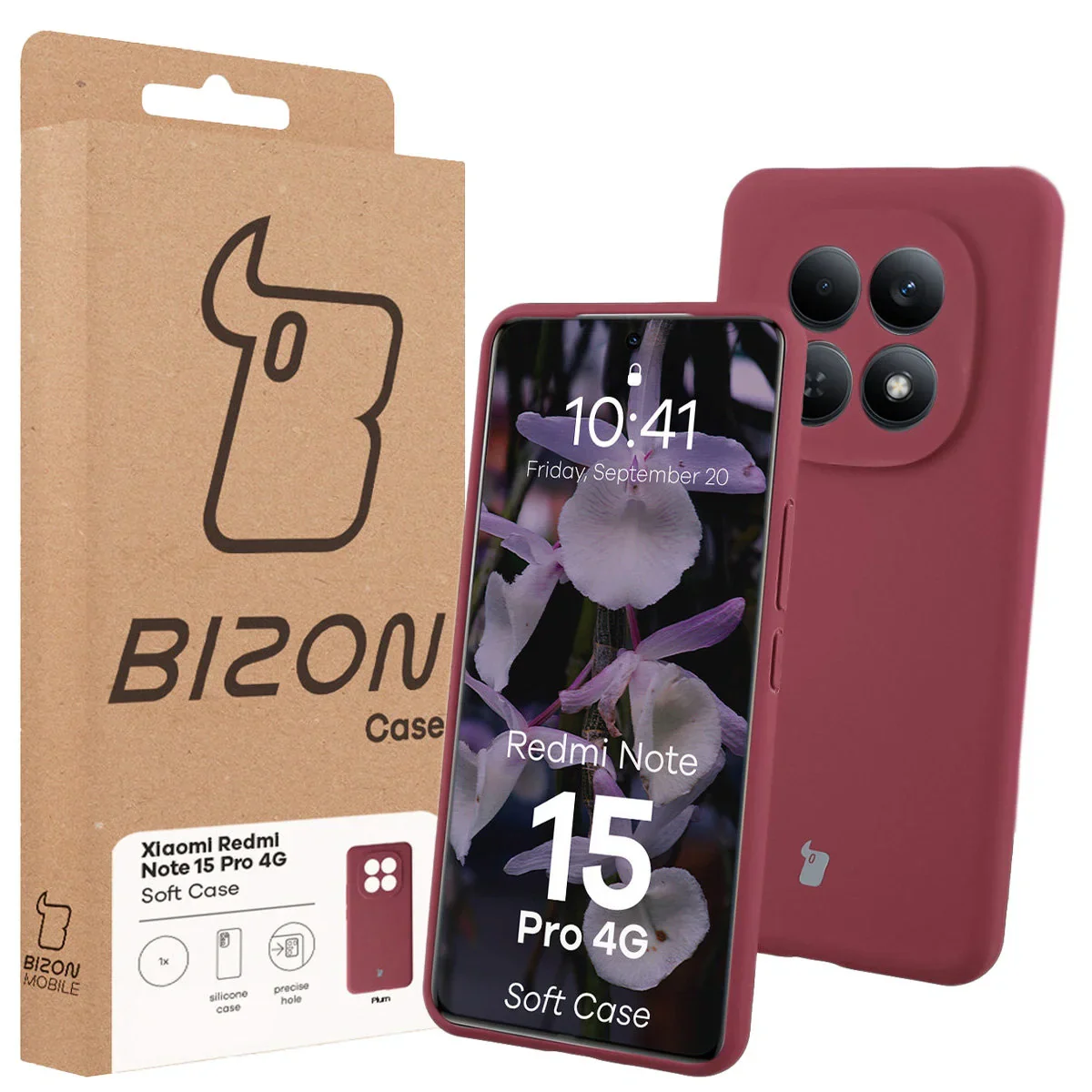 Silikon Handyhülle für Xiaomi Redmi Note 15 Pro 4G, Bizon Soft Case, Pflaumenfarbe - Image 7