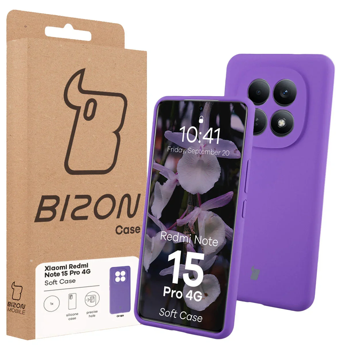 Silikon Handyhülle für Xiaomi Redmi Note 15 Pro 4G, Bizon Soft Case, Violett - Image 7