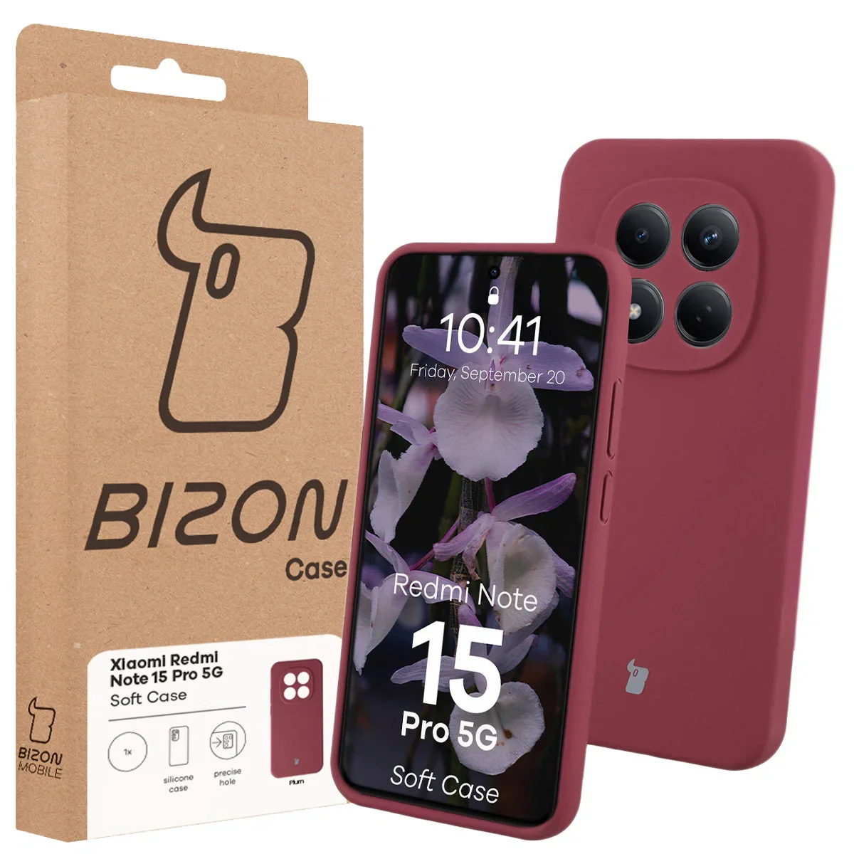 Silikon Handyhülle für Xiaomi Redmi Note 15 Pro 5G, Bizon Soft Case, Pflaumenfarbe - Image 7